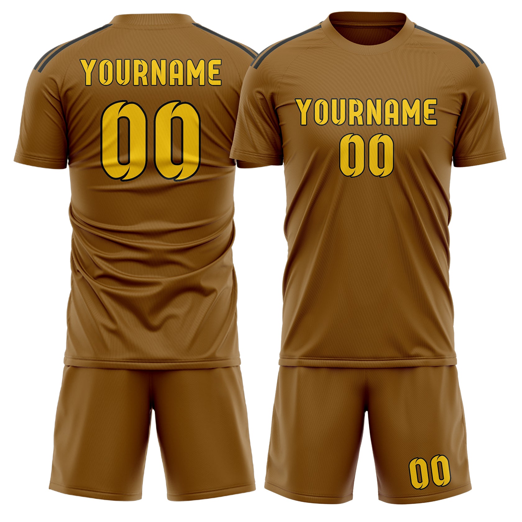 Maßgeschneidertes Professionelles Khaki Gold Fußballtrikot-Set