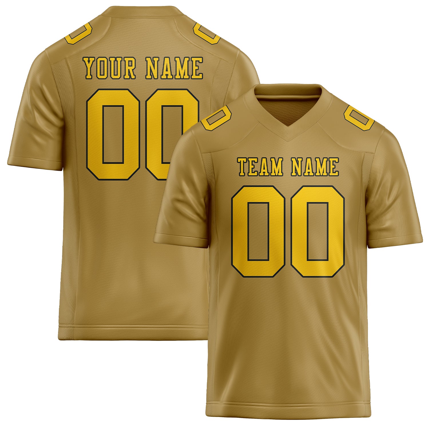 Maßgeschneidertes Professionelles Khaki Gold Rugbytrikot