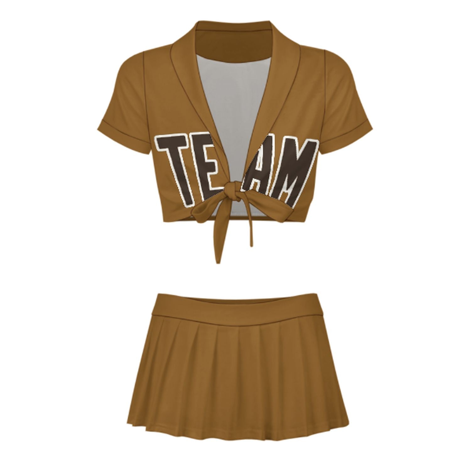 Maßgeschneidertes Khaki Braun Cheerleader Outfit Set