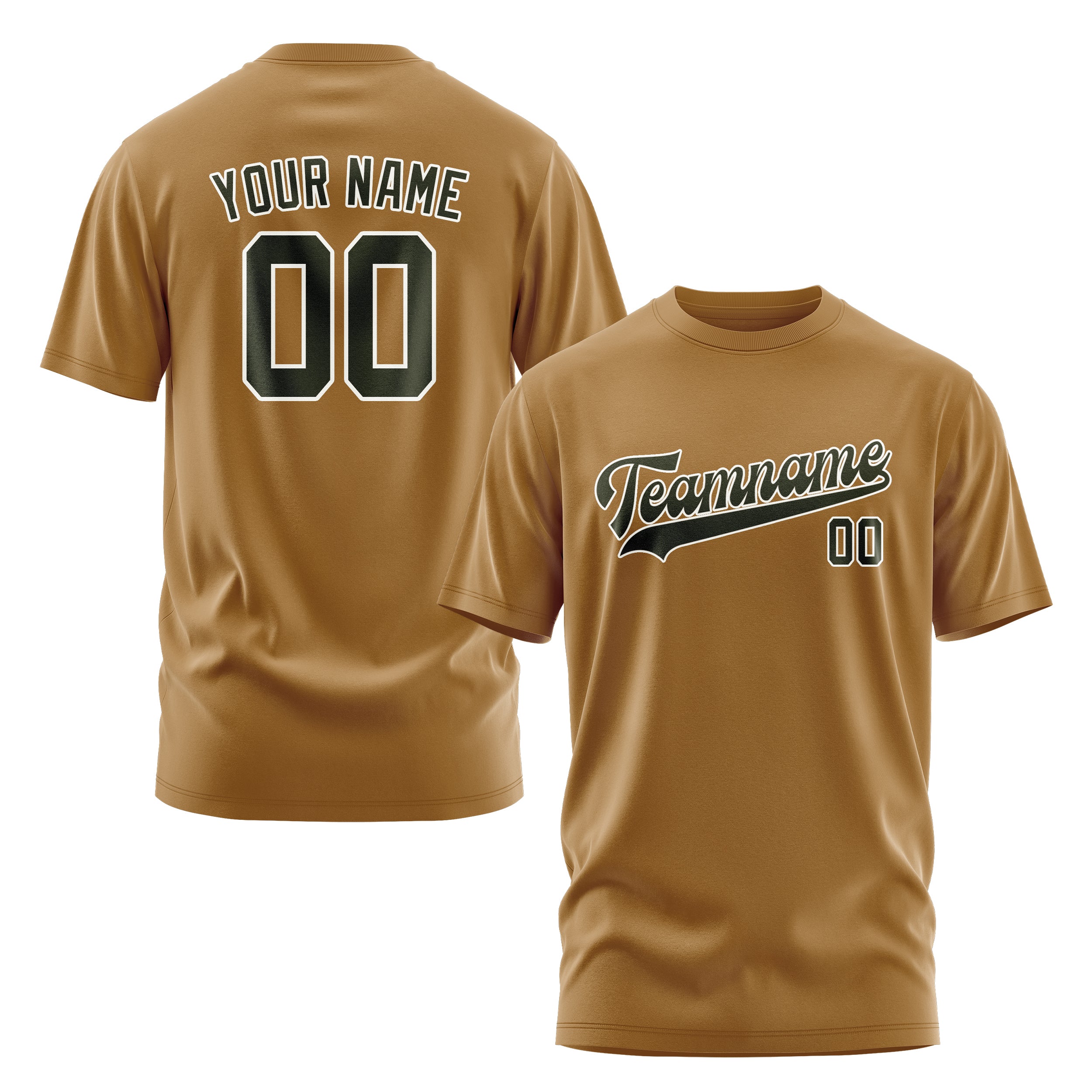 Maßgeschneidertes Khaki Dunkles Oliv T-Shirt