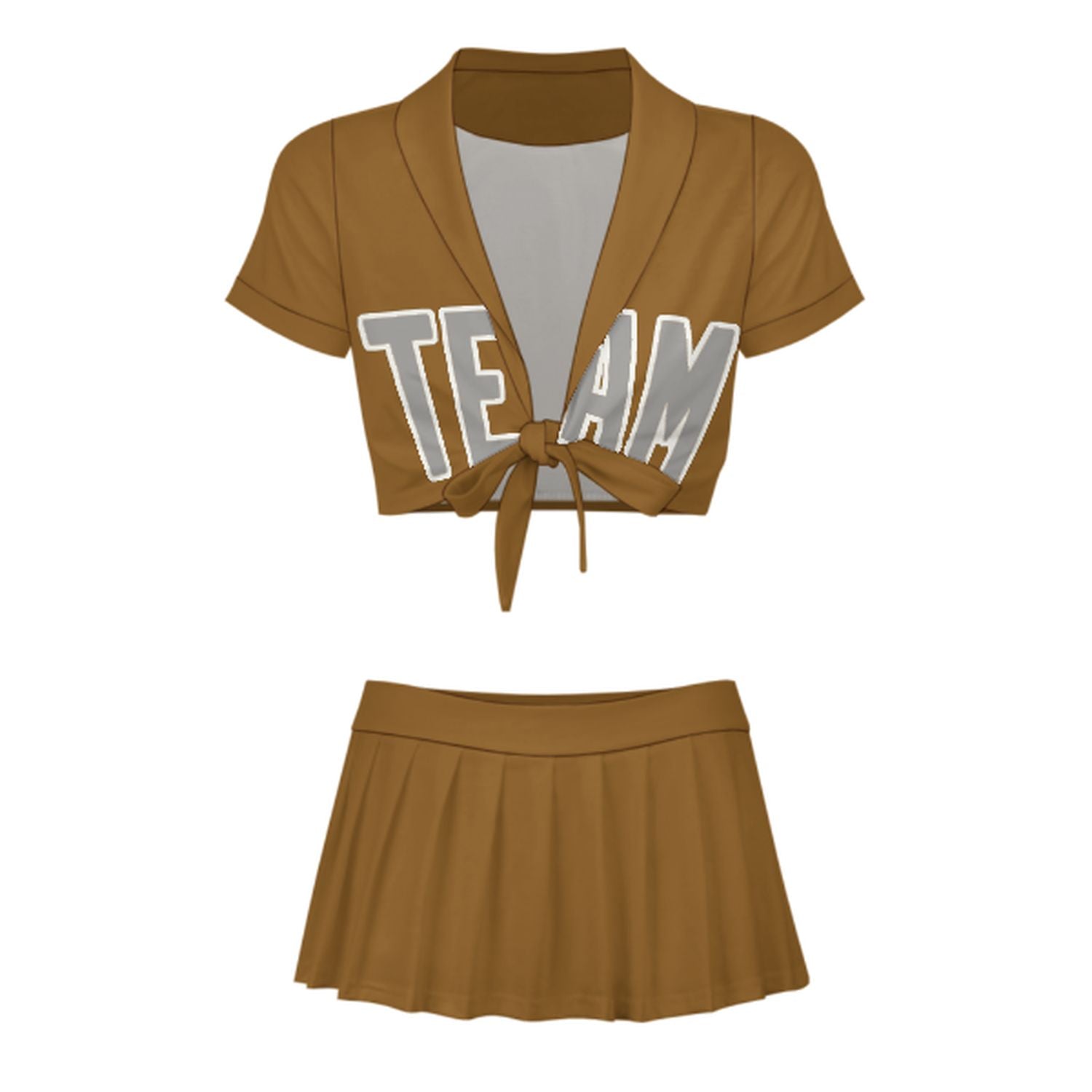 Maßgeschneidertes Khaki Grau Cheerleader Outfit Set