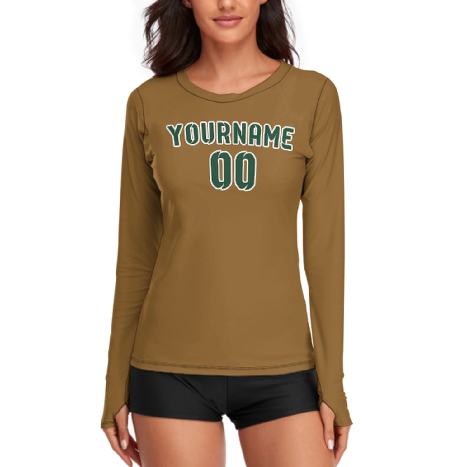 Camicia da donna a maniche lunghe color verde muschio kaki su misura
