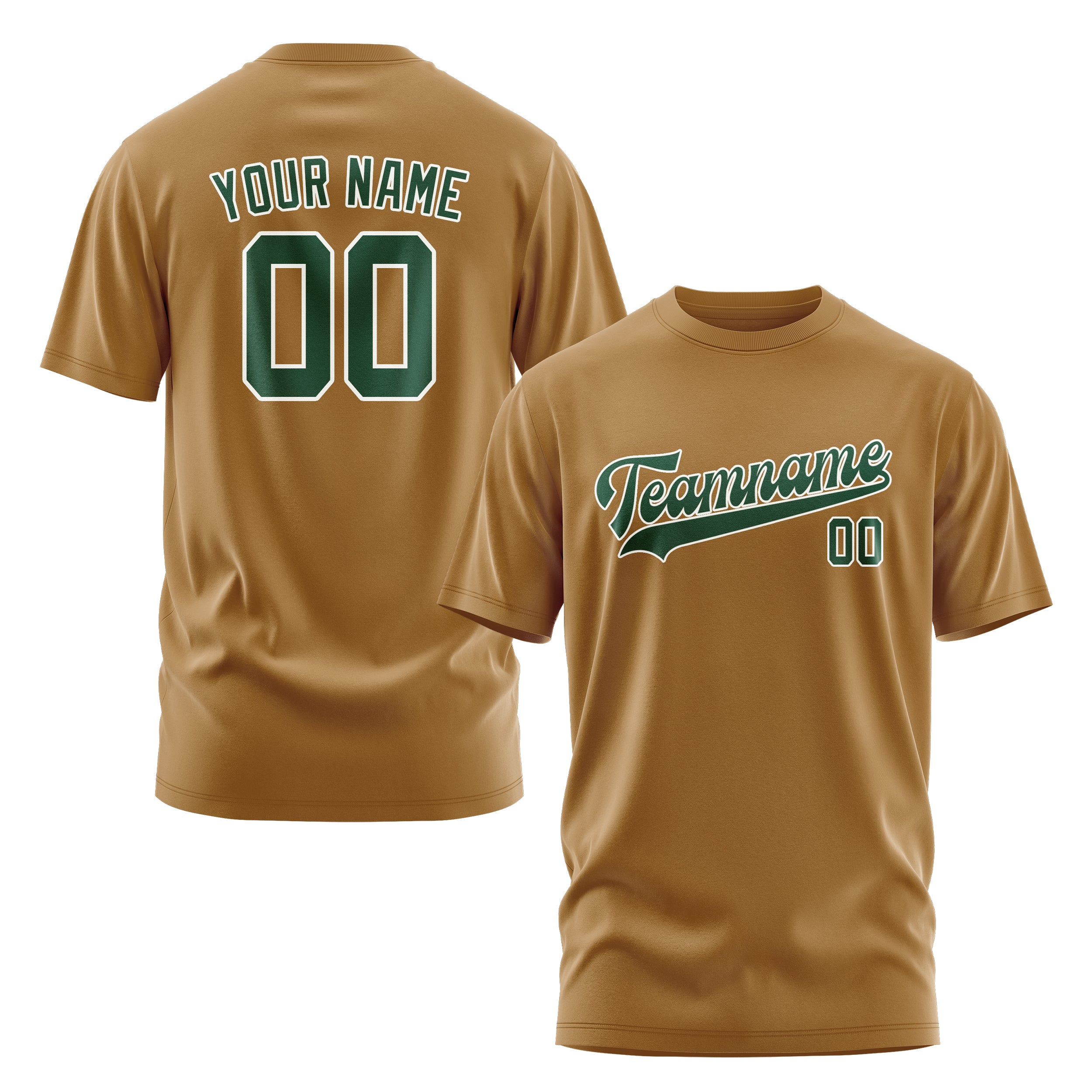 Maßgeschneidertes Khaki Moosgrün T-Shirt