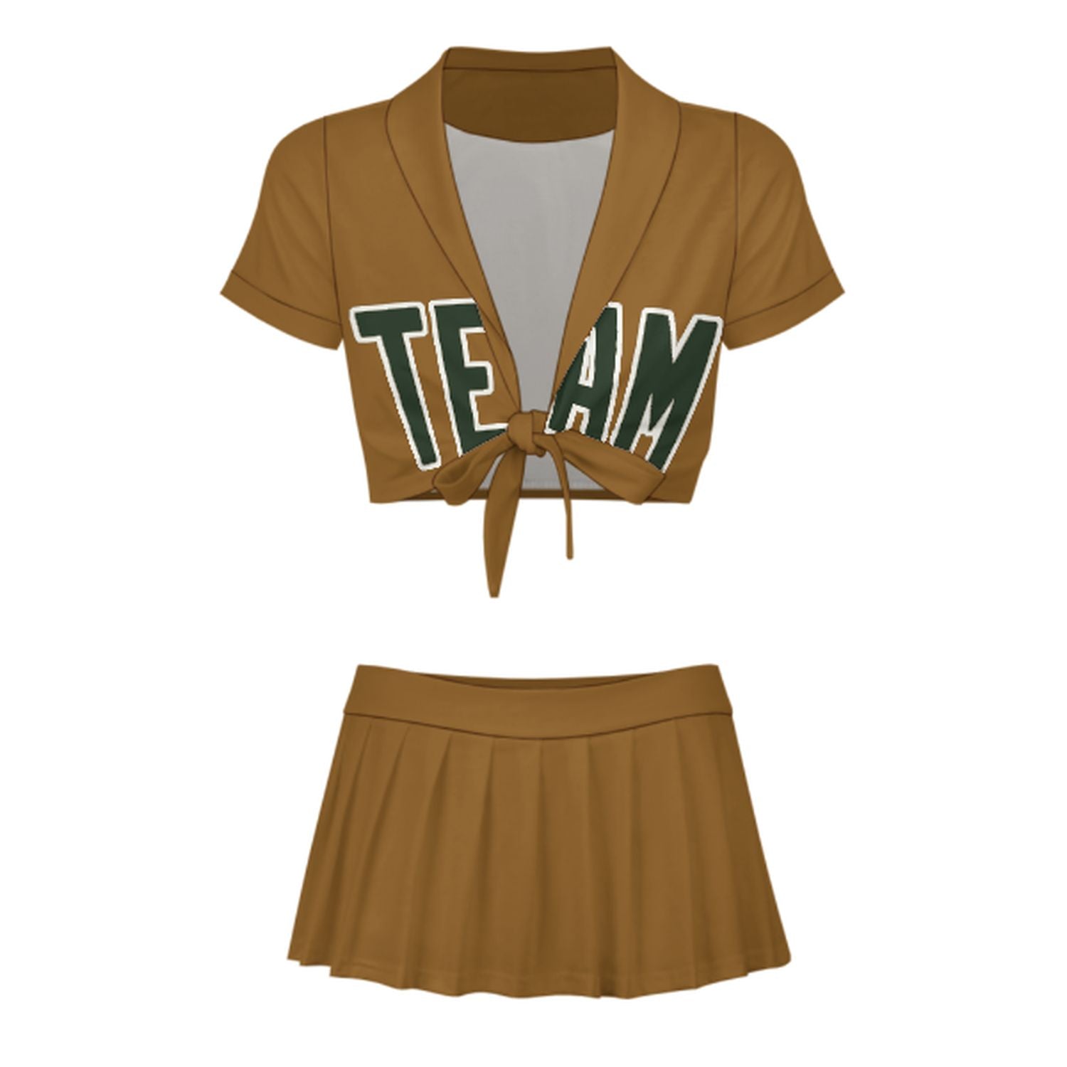 Maßgeschneidertes Khaki Tannengrün Cheerleader Outfit Set