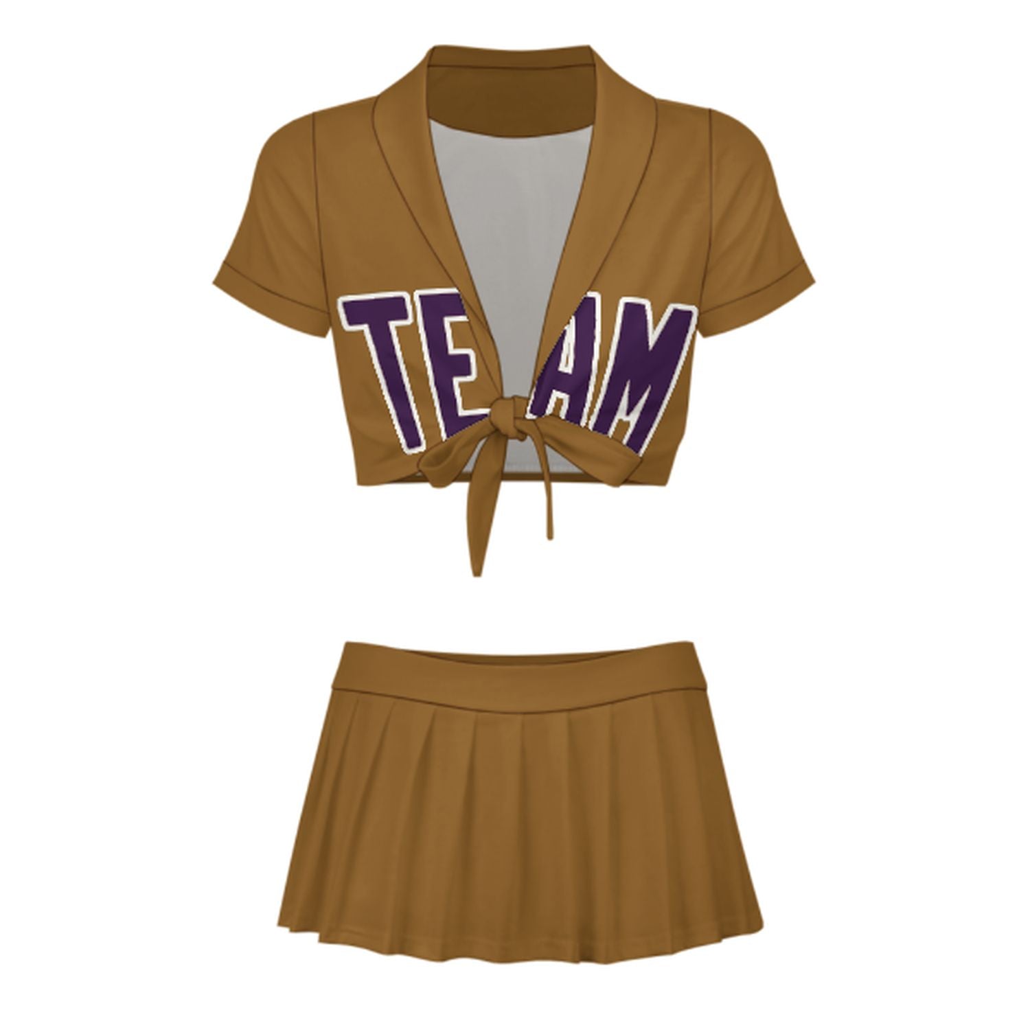 Maßgeschneidertes Khaki Lila Cheerleader Outfit Set