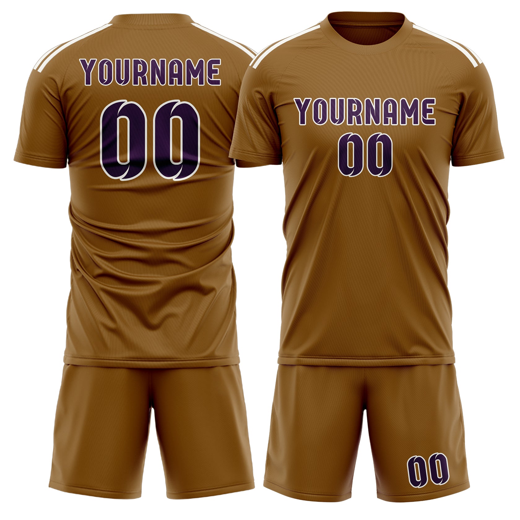 Maßgeschneidertes Professionelles Khaki Lila Fußballtrikot-Set