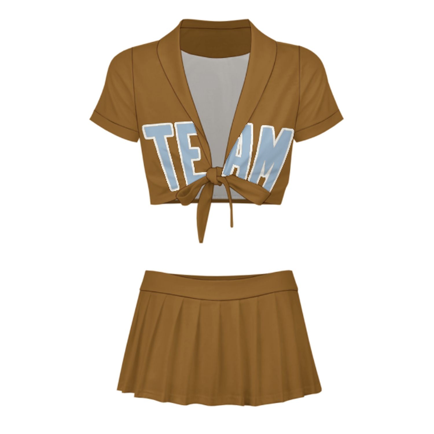 Maßgeschneidertes Khaki Hellblau Cheerleader Outfit Set