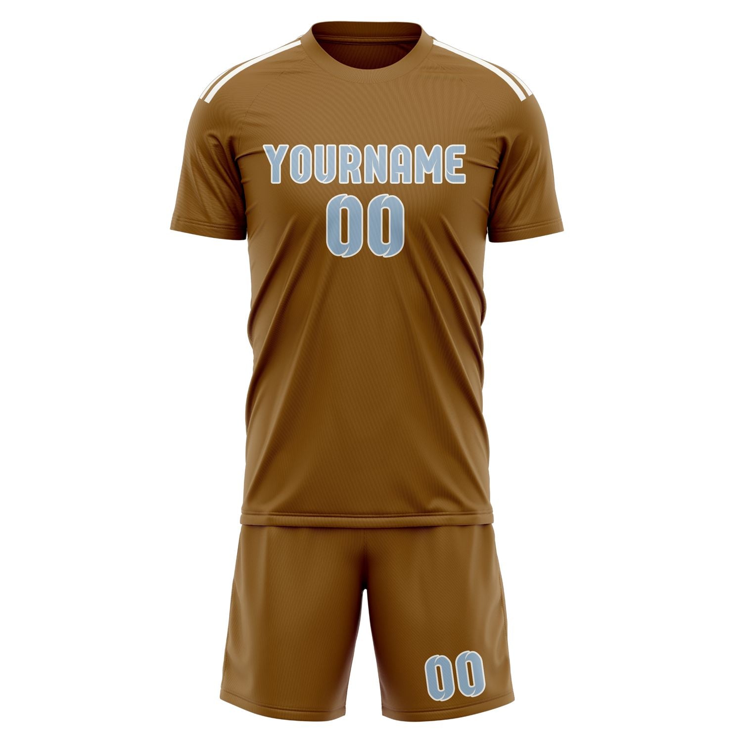 Maßgeschneidertes Professionelles Khaki Hellblau Fußballtrikot-Set
