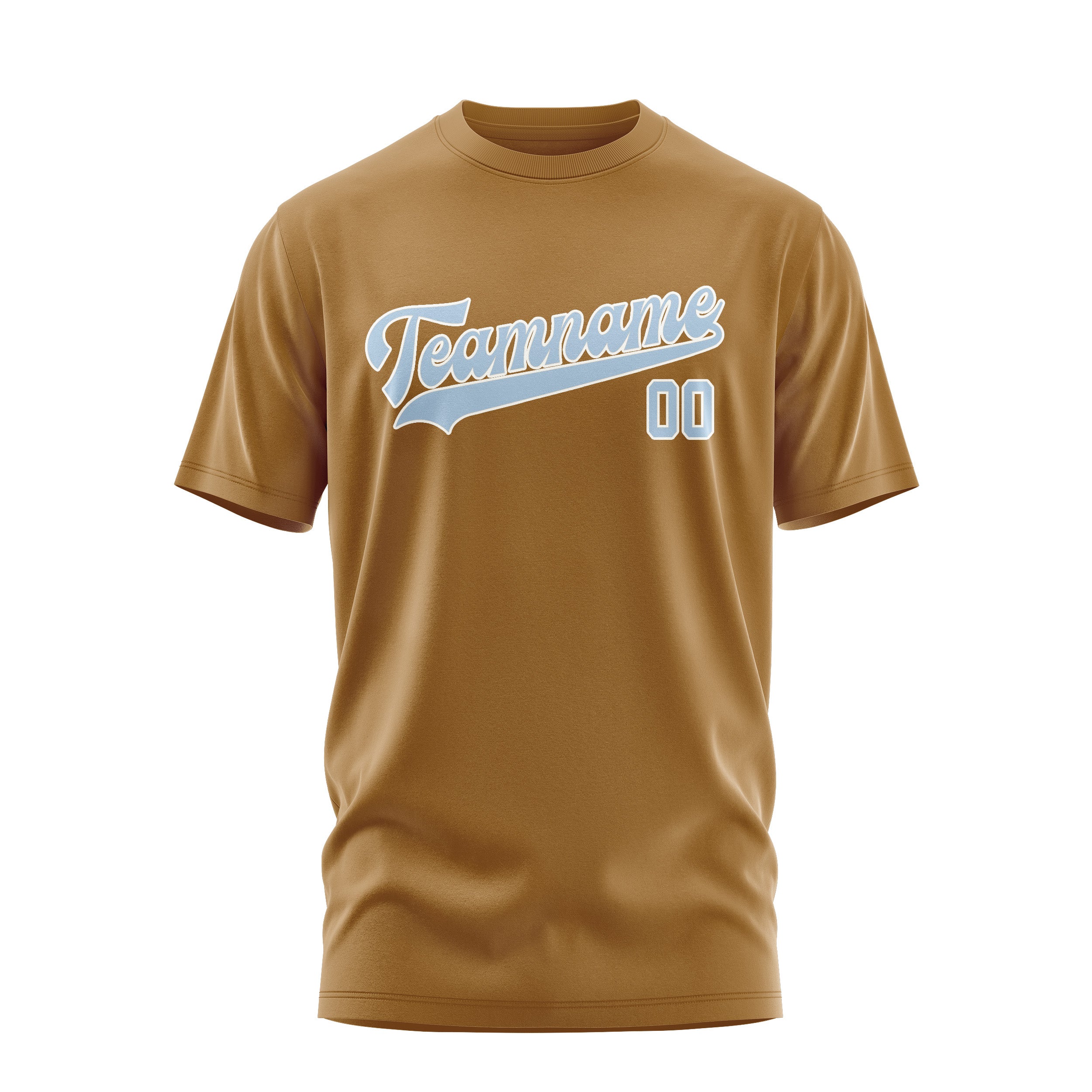 Maßgeschneidertes Khaki Hellblau T-Shirt