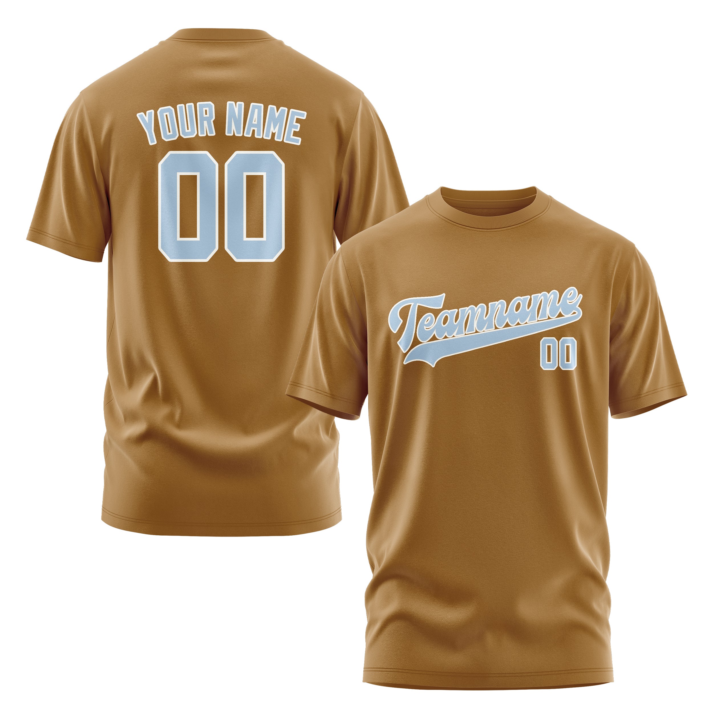 Maßgeschneidertes Khaki Hellblau T-Shirt