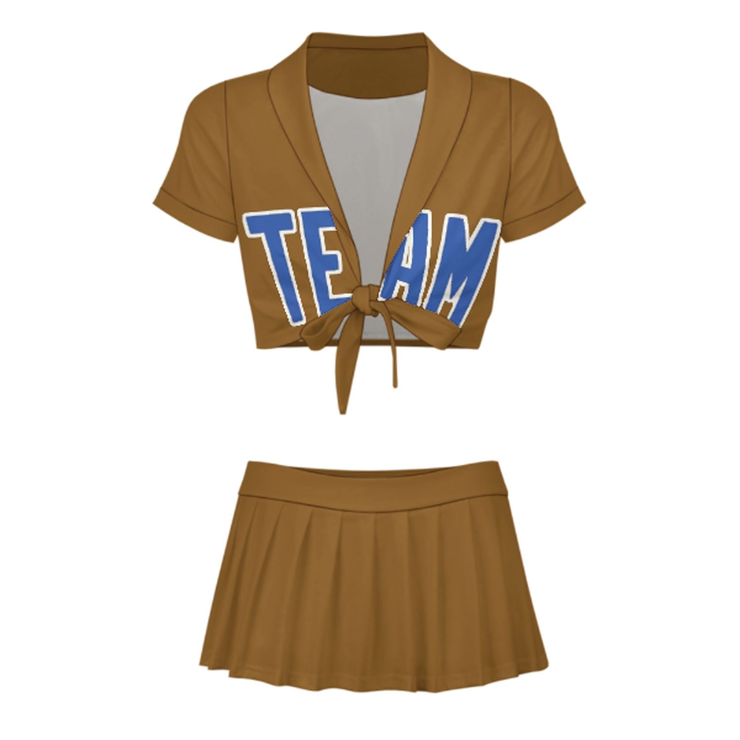 Maßgeschneidertes Khaki Himmelblau Cheerleader Outfit Set