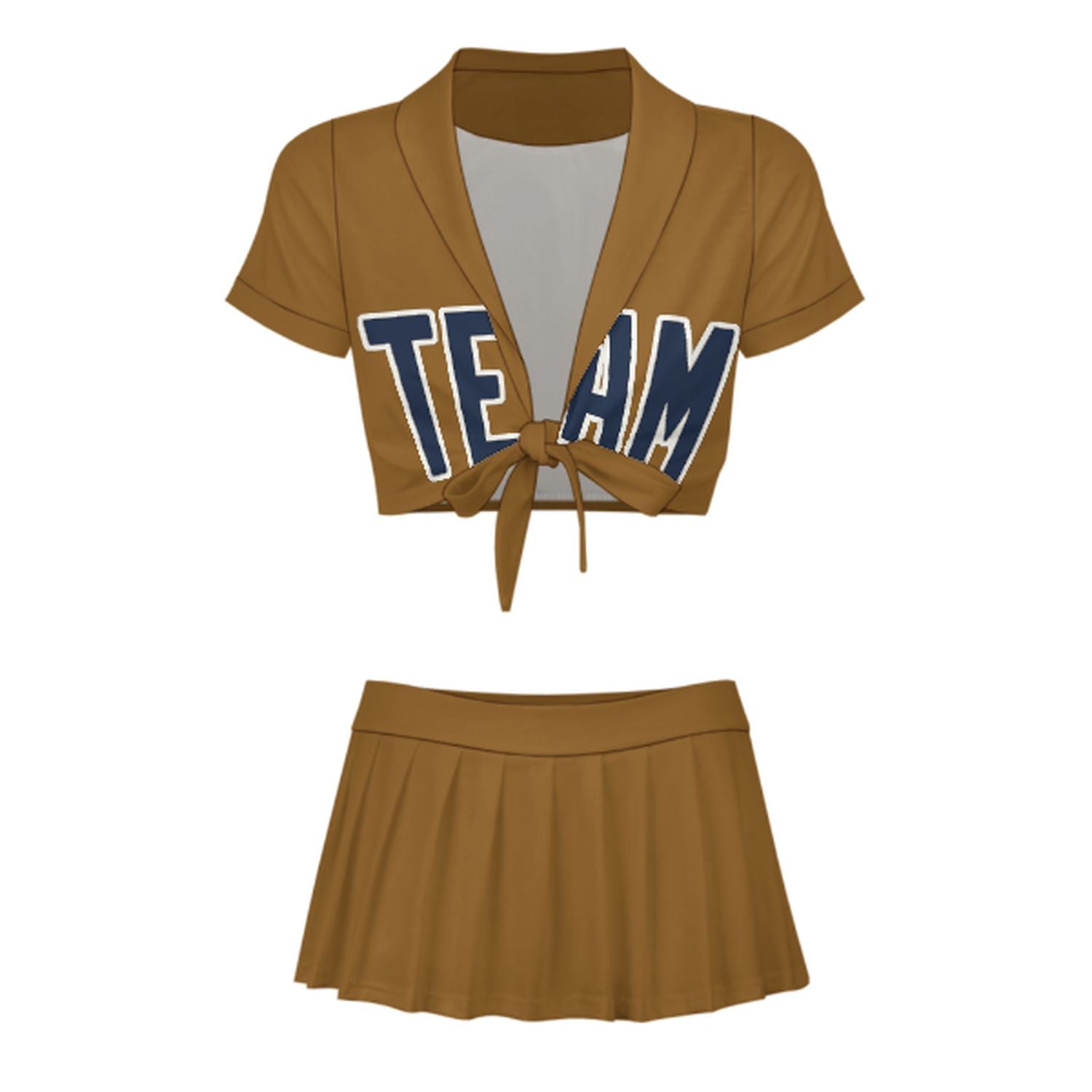 Maßgeschneidertes Khaki Marineblau Cheerleader Outfit Set