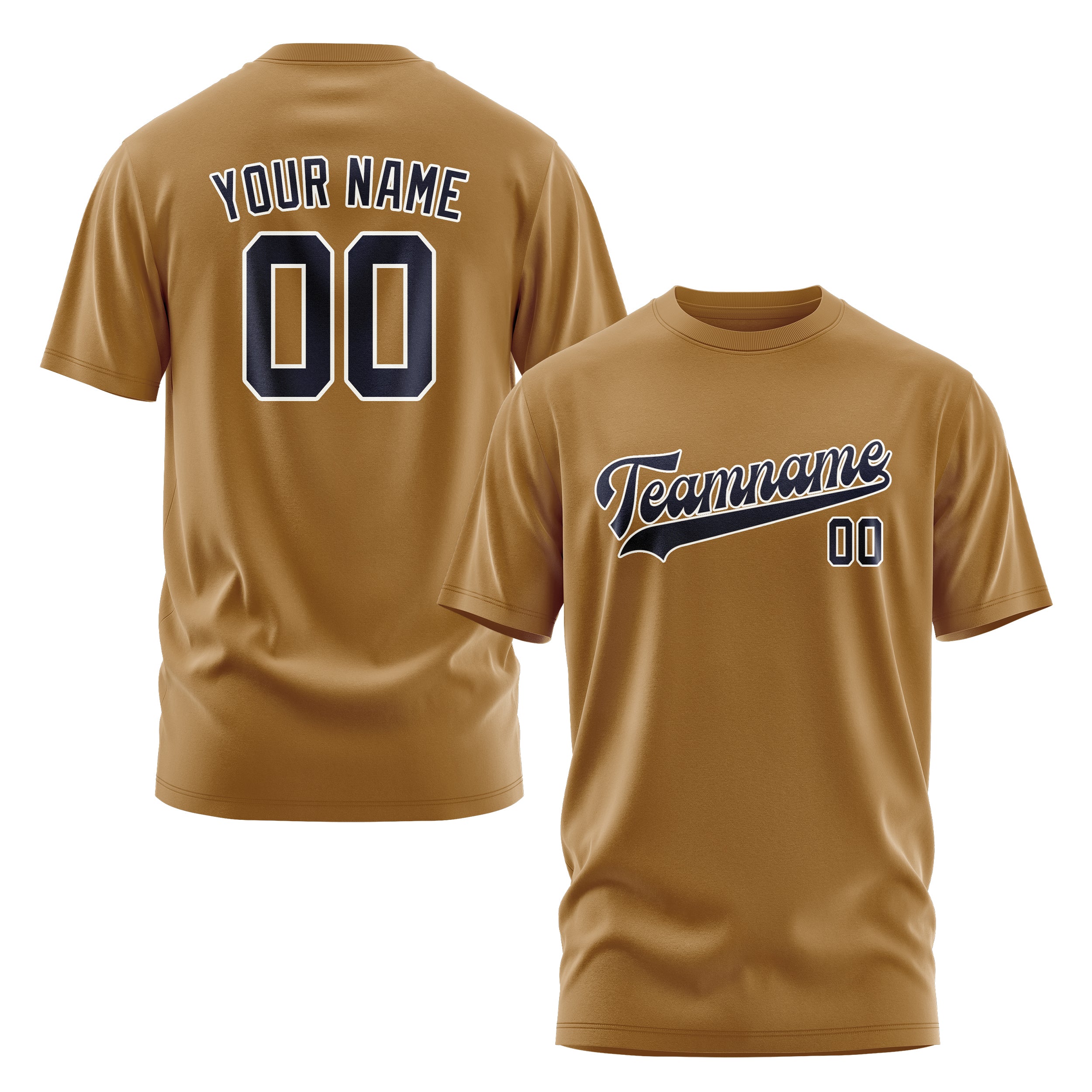 Maßgeschneidertes Khaki Stahlblau T-Shirt