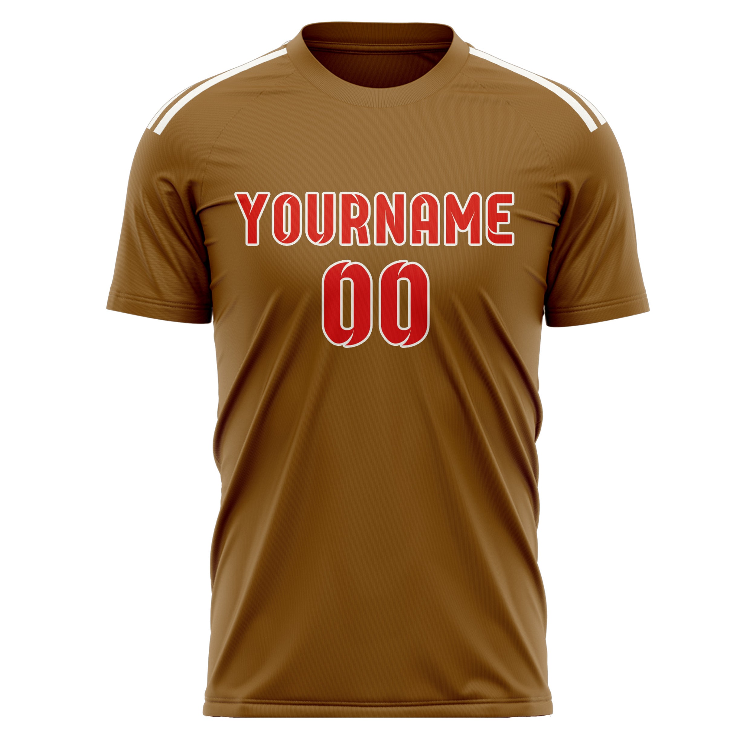 Benutzerdefiniertes Professionelles Khaki Orangerot Fußballtrikot
