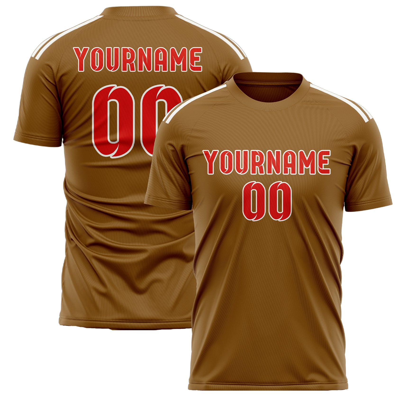 Benutzerdefiniertes Professionelles Khaki Orangerot Fußballtrikot