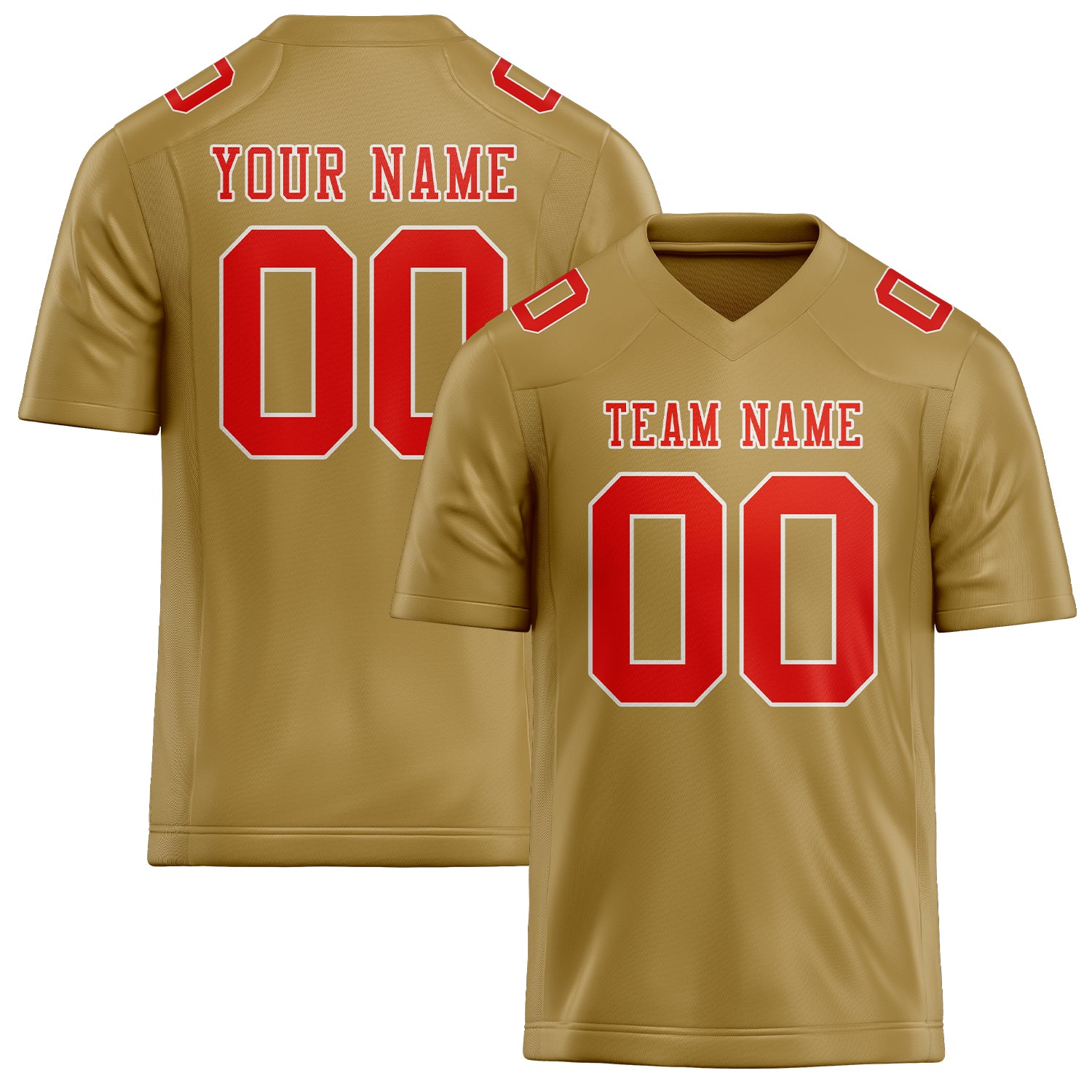 Maßgeschneidertes Professionelles Khaki Orangerot Rugbytrikot
