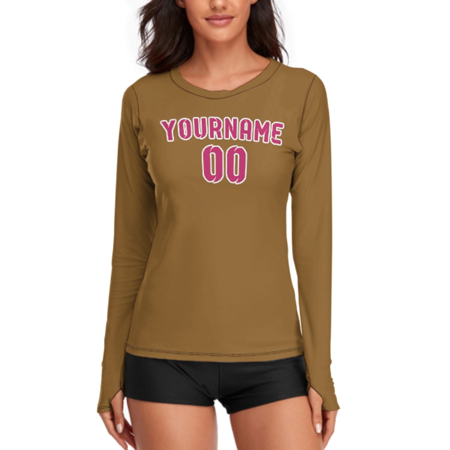 Camicia a maniche lunghe da donna rosa kaki su misura