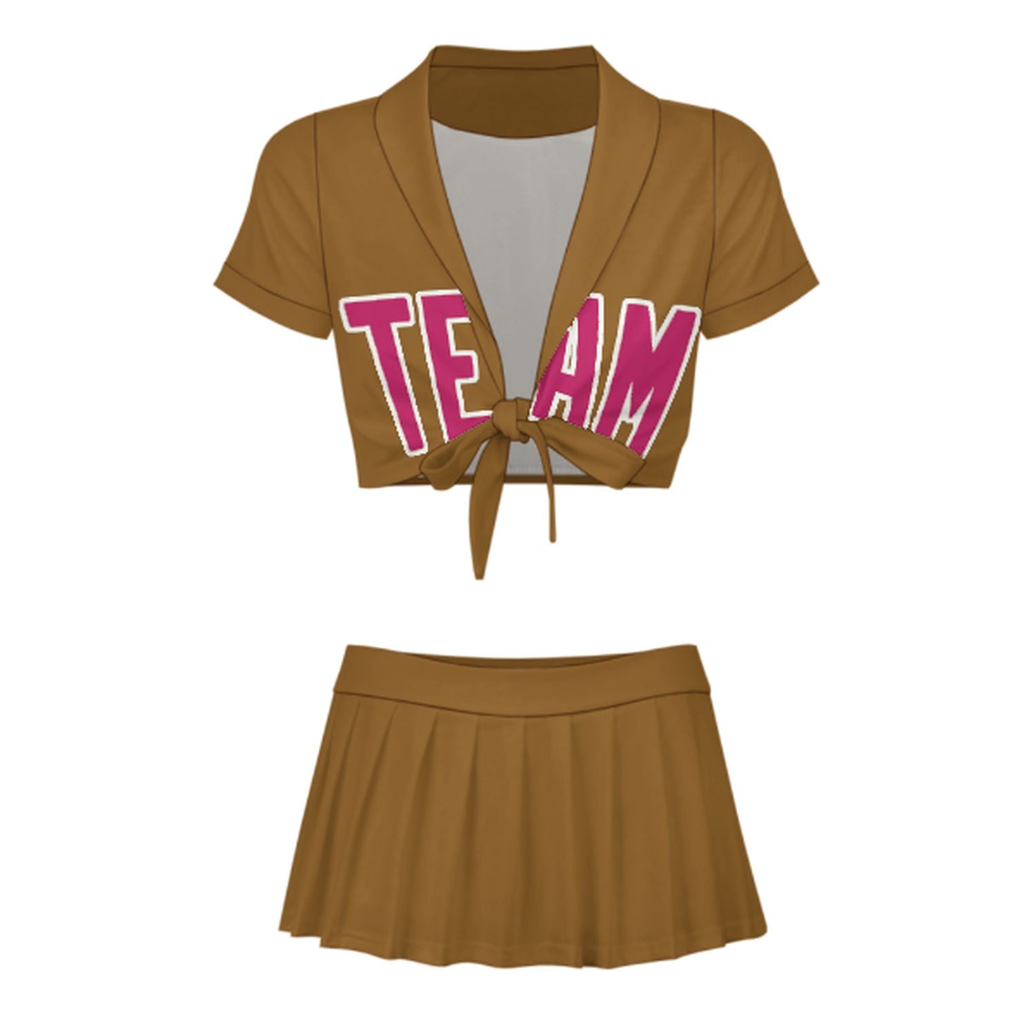 Maßgeschneidertes Khaki Rosarot Cheerleader Outfit Set