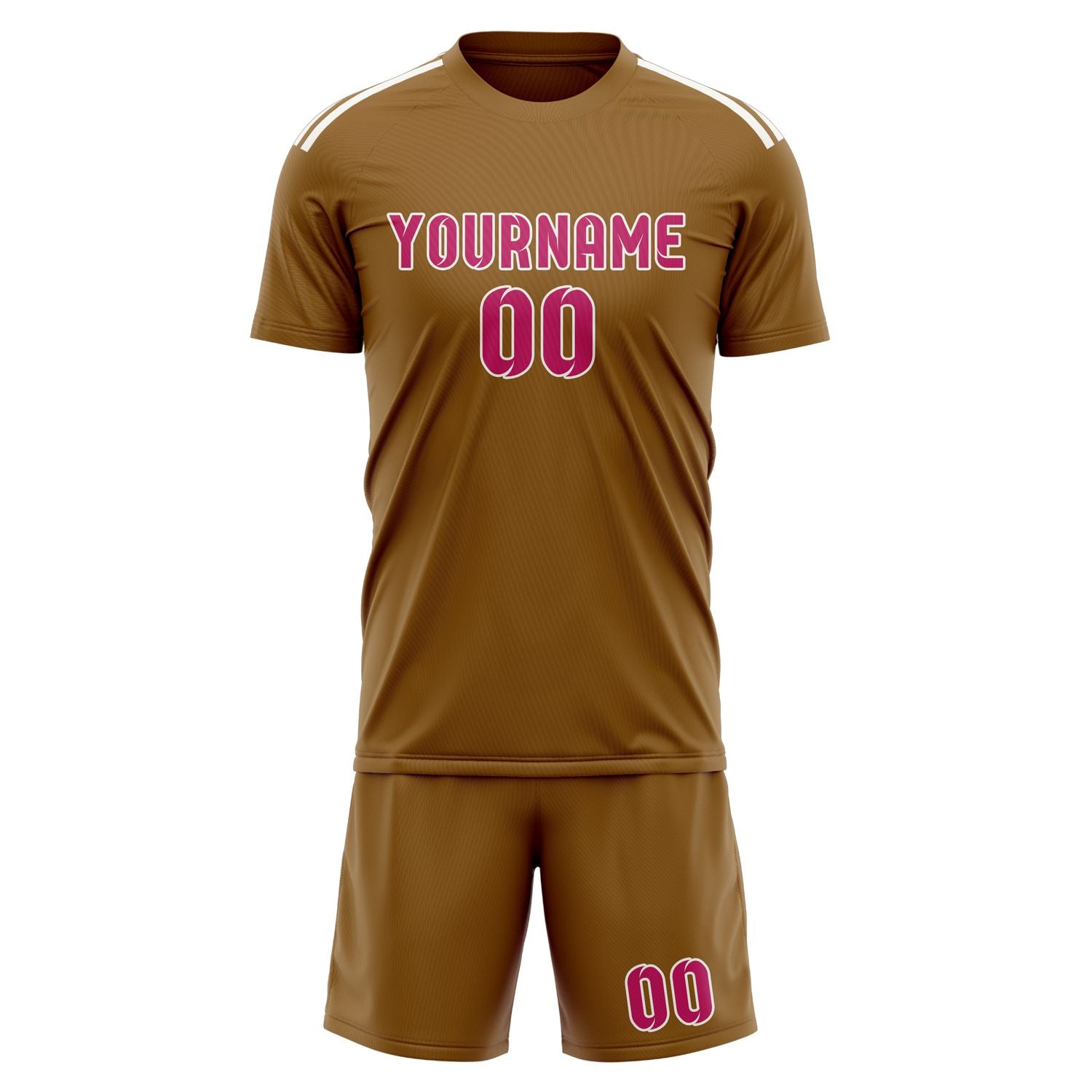 Maßgeschneidertes Professionelles Khaki Rosarot Fußballtrikot-Set