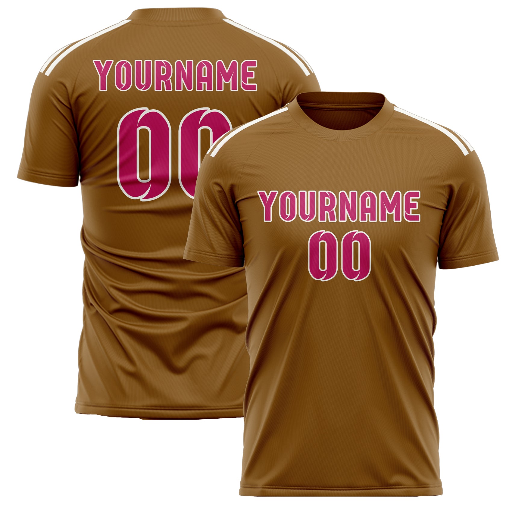 Benutzerdefiniertes Professionelles Khaki Rosarot Fußballtrikot