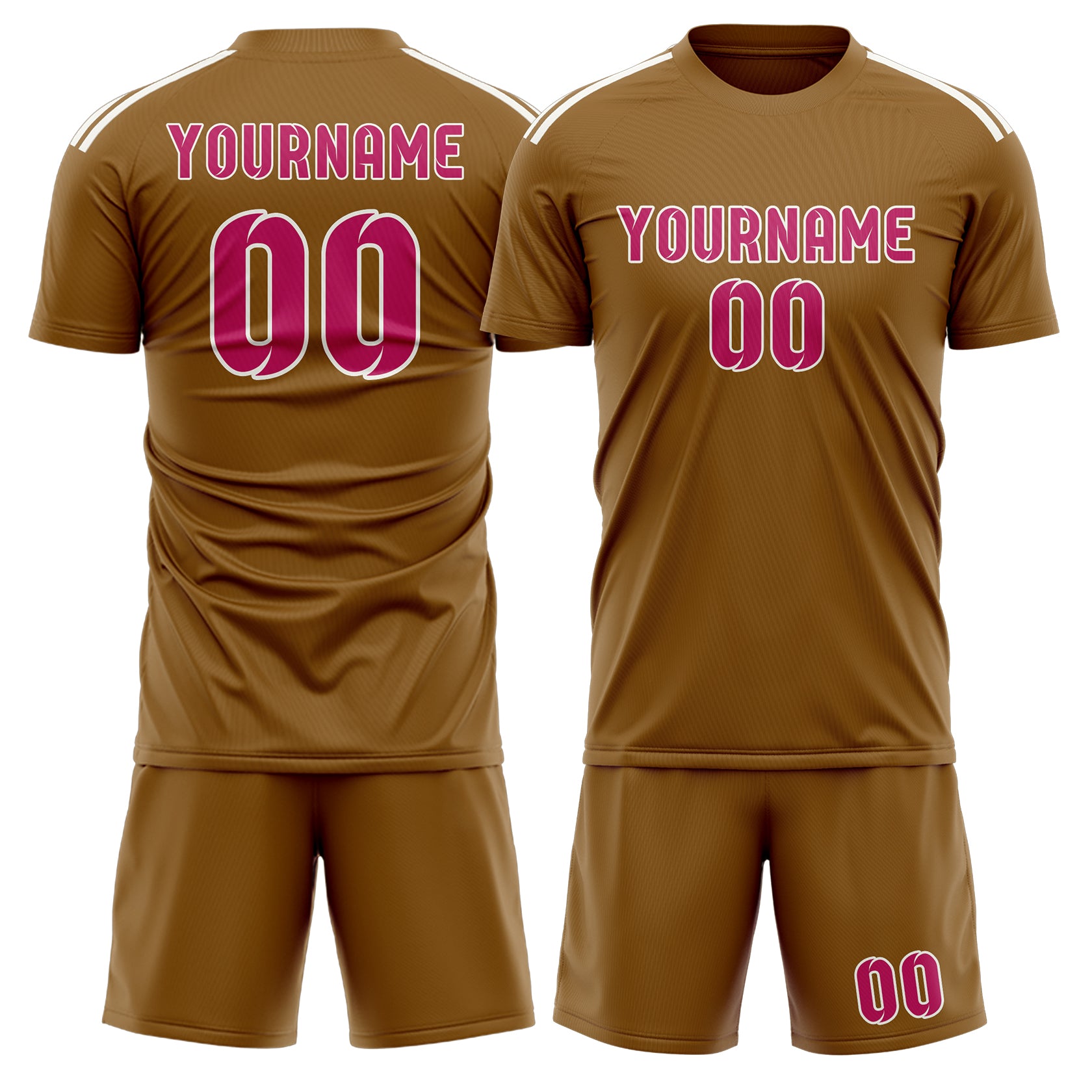 Maßgeschneidertes Professionelles Khaki Rosarot Fußballtrikot-Set