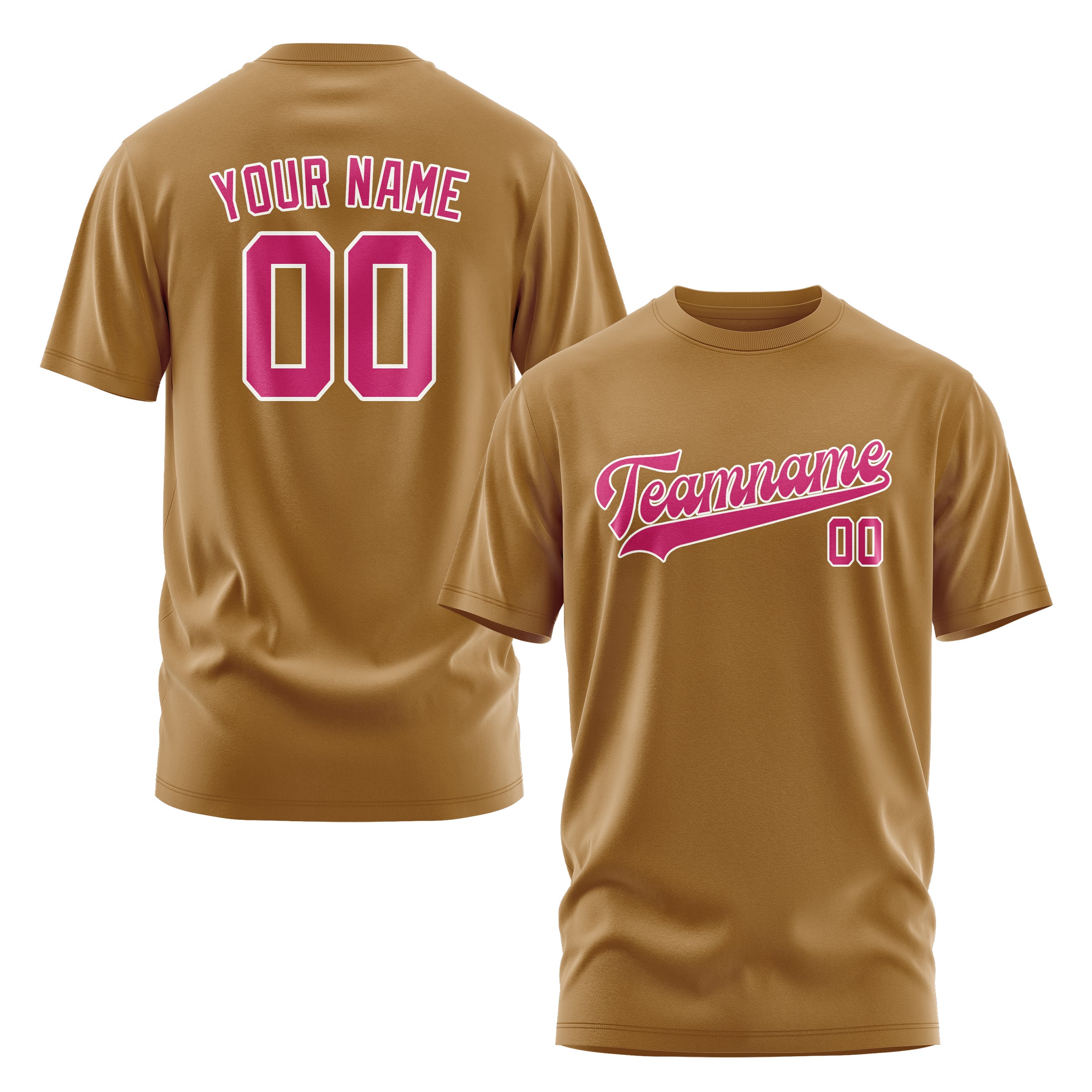 Maßgeschneidertes Khaki Rosarot T-Shirt