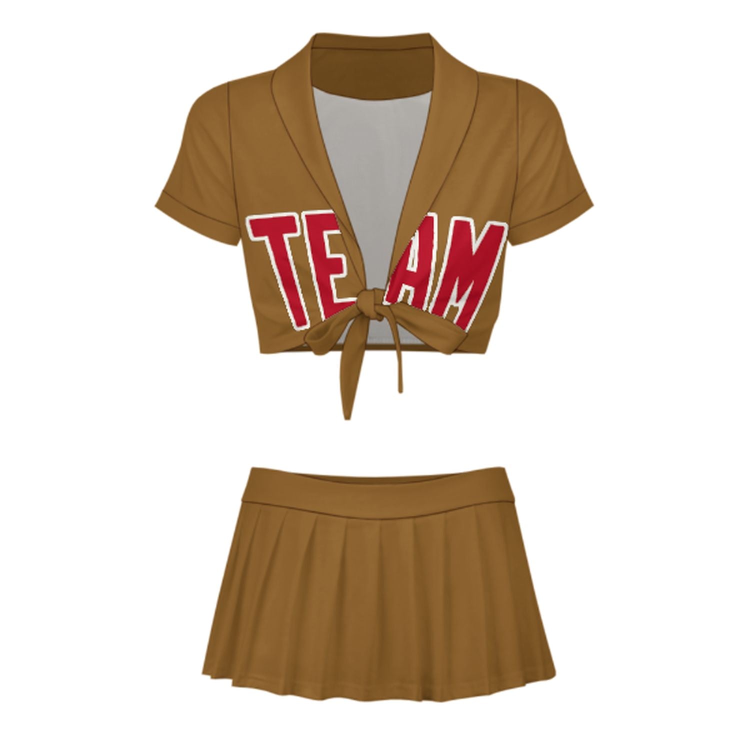Maßgeschneidertes Khaki Rot Cheerleader Outfit Set