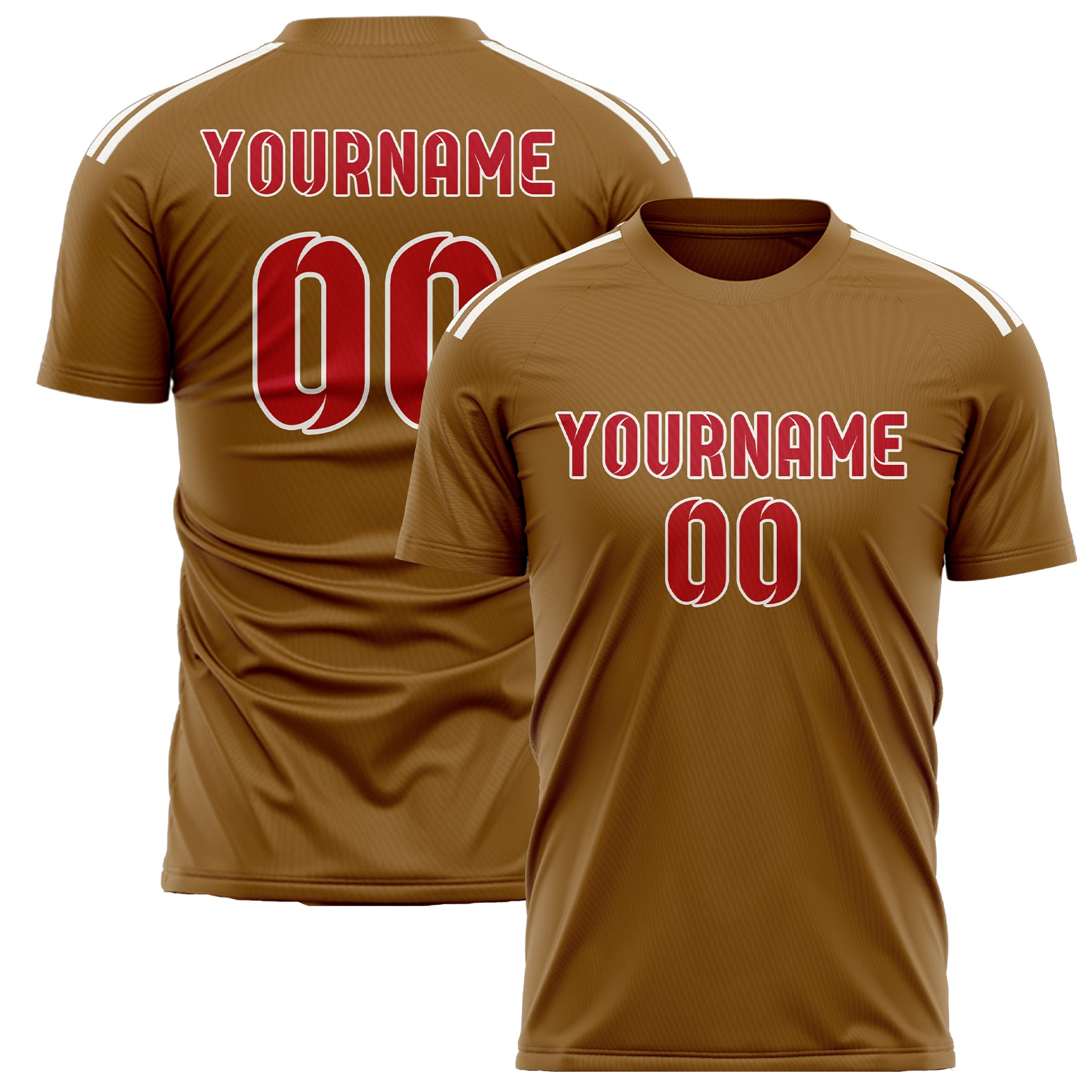 Benutzerdefiniertes Professionelles Khaki Rot Fußballtrikot