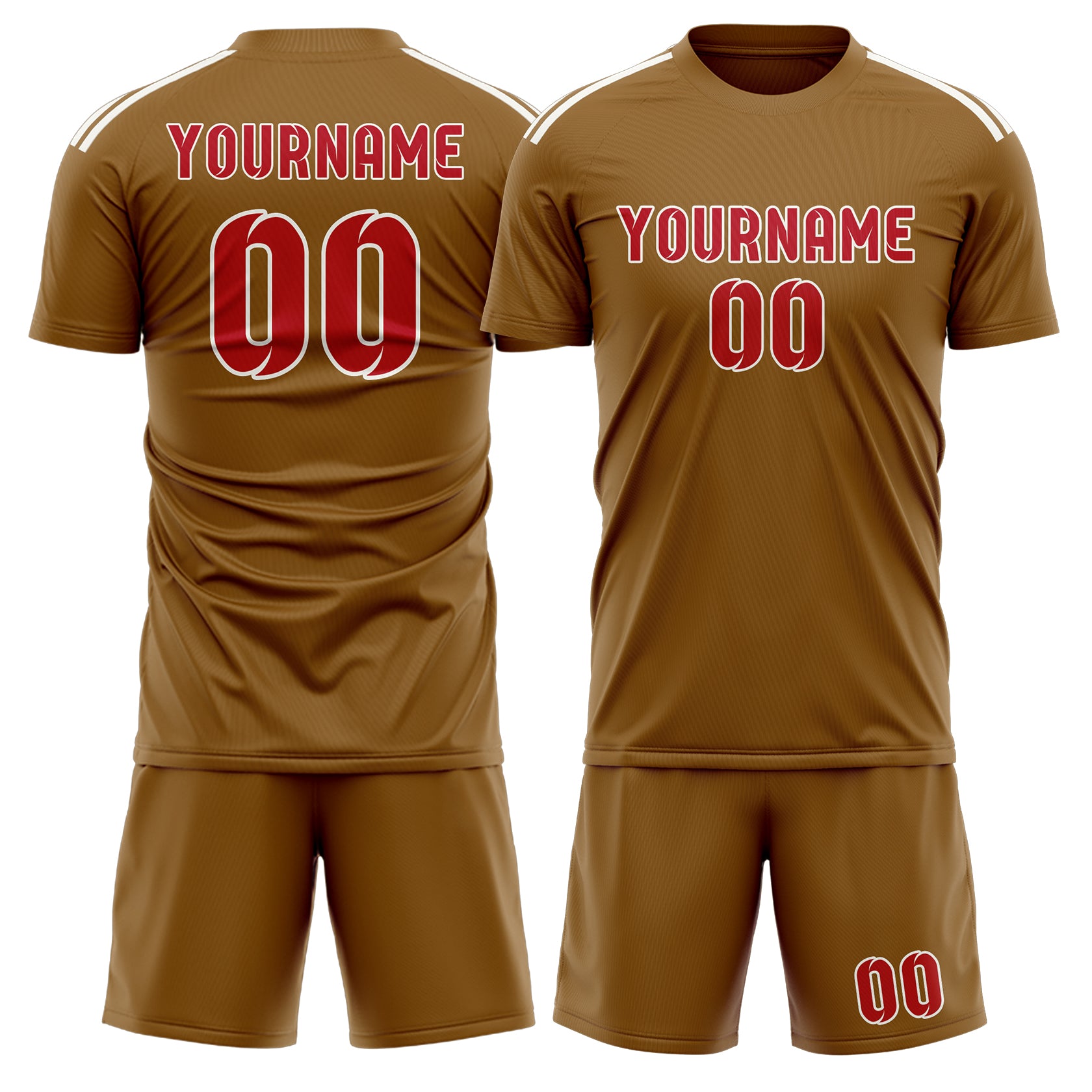 Maßgeschneidertes Professionelles Khaki Rot Fußballtrikot-Set