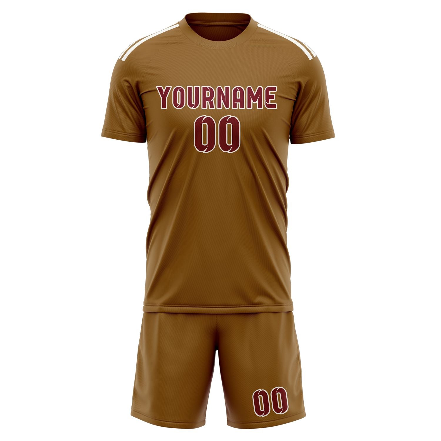 Maßgeschneidertes Professionelles Khaki Karmesinrot Fußballtrikot-Set