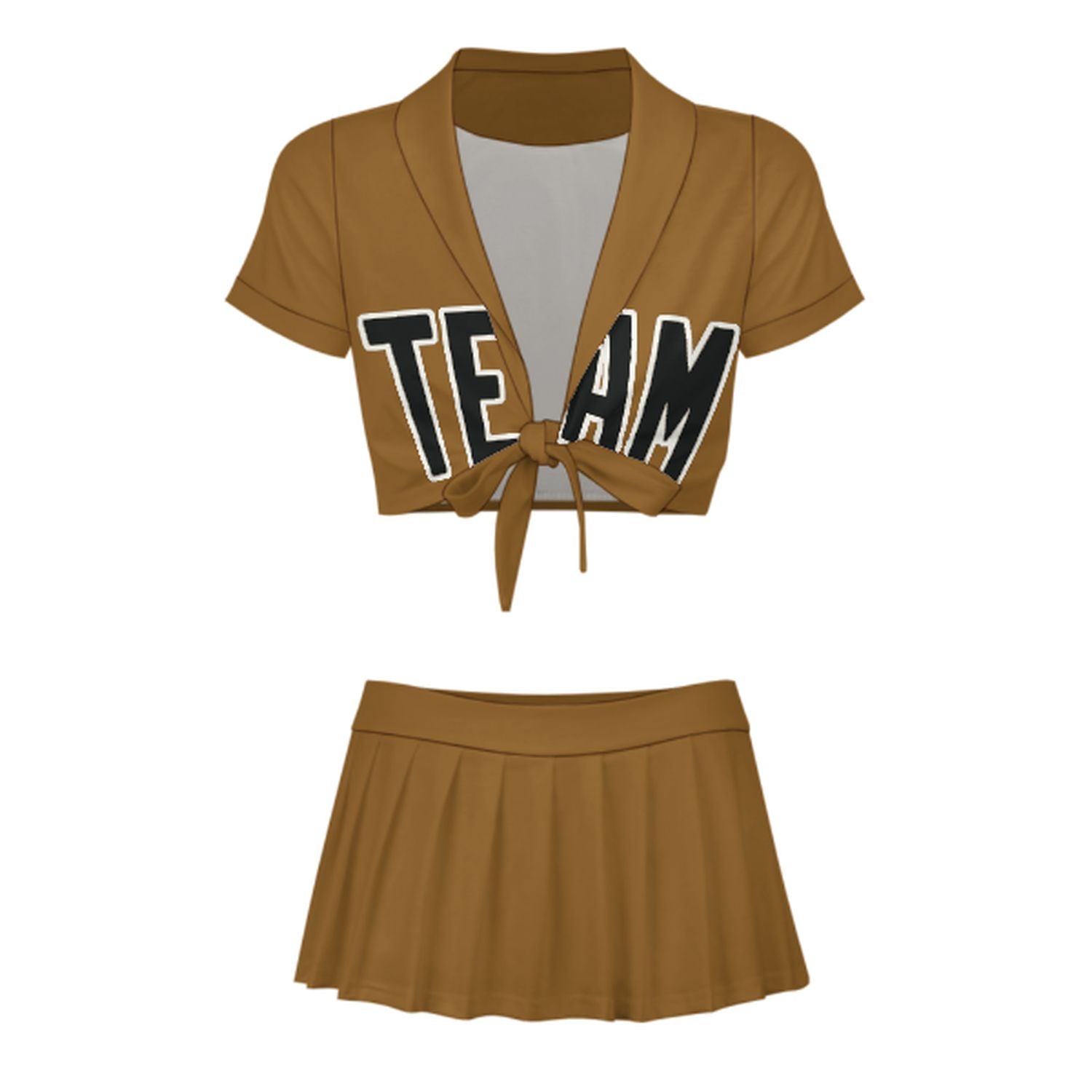 Maßgeschneidertes Khaki Schwarz Cheerleader Outfit Set