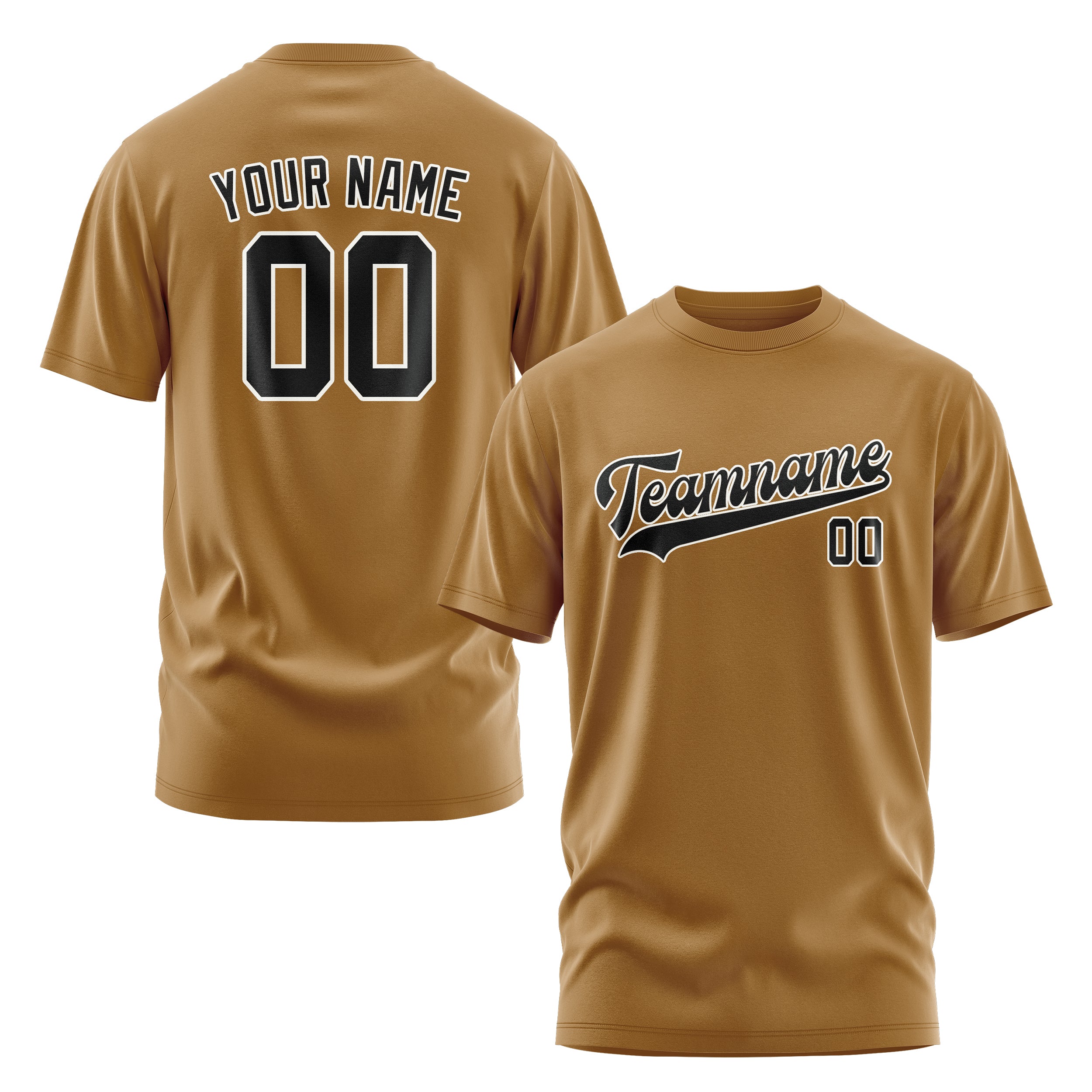 Maßgeschneidertes Khaki Schwarz T-Shirt