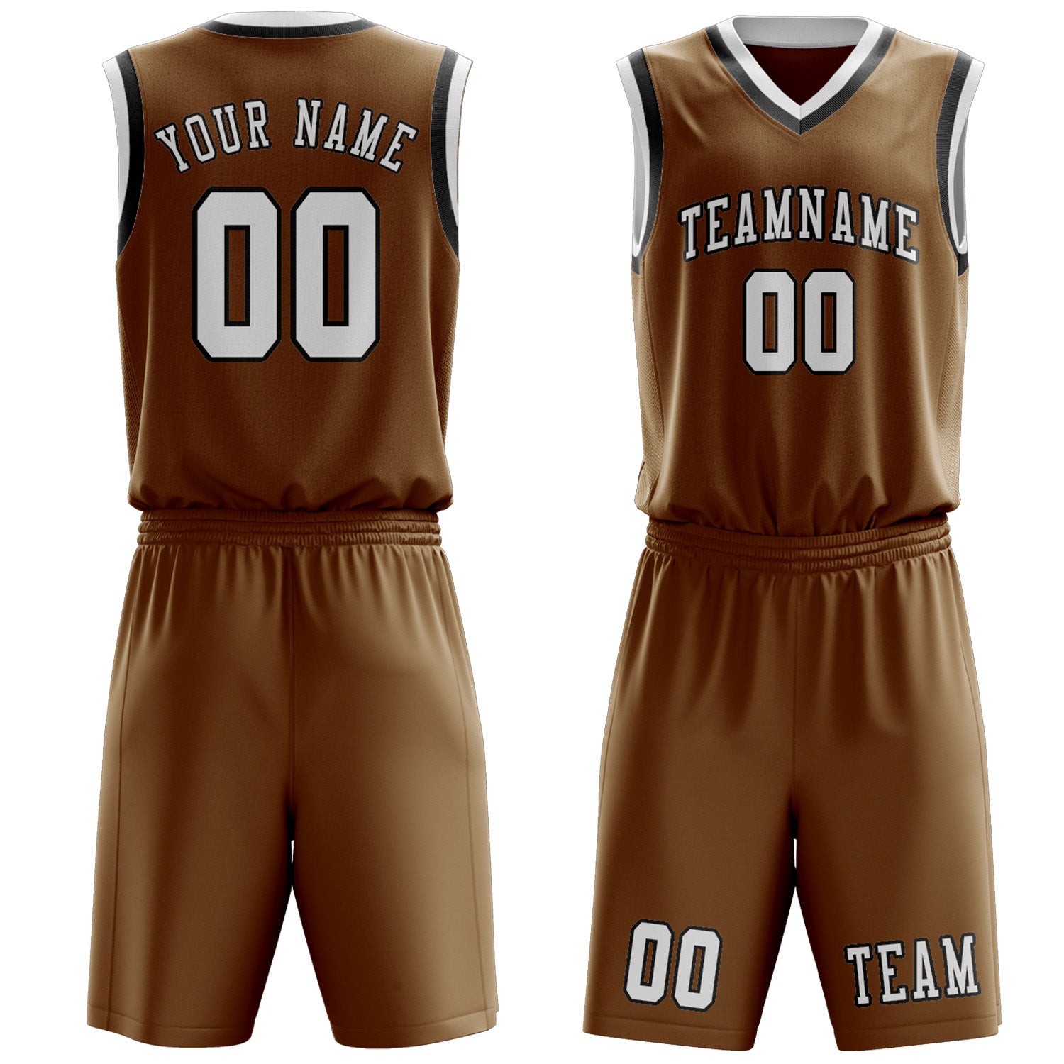 Benutzerdefiniertes Professionelles Khaki Weiß Basketballtrikot-Set