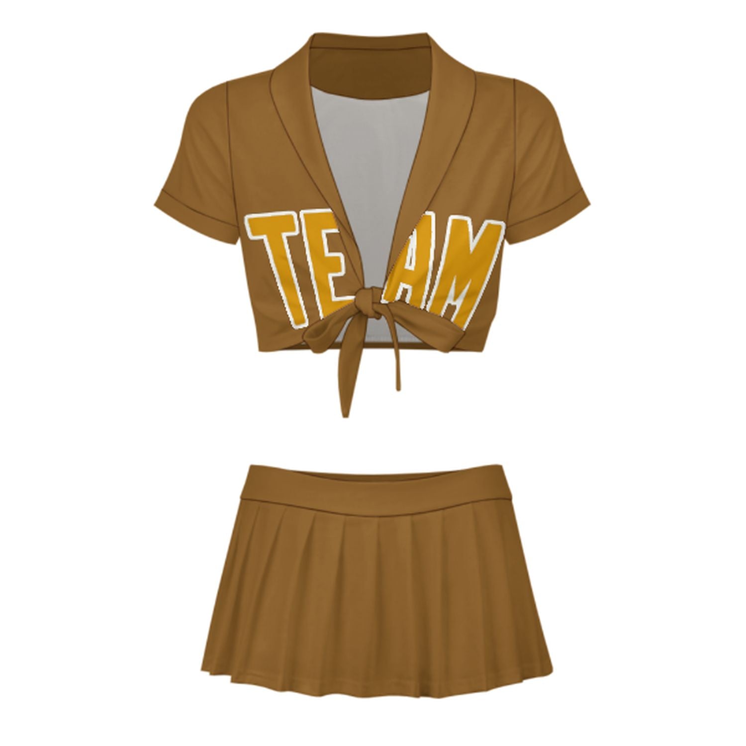 Maßgeschneidertes Khaki Gelb Cheerleader Outfit Set