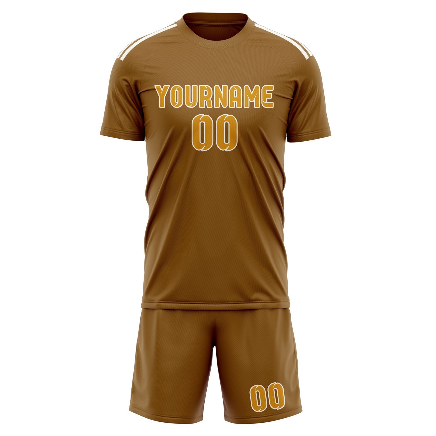 Maßgeschneidertes Professionelles Khaki Gelb Fußballtrikot-Set