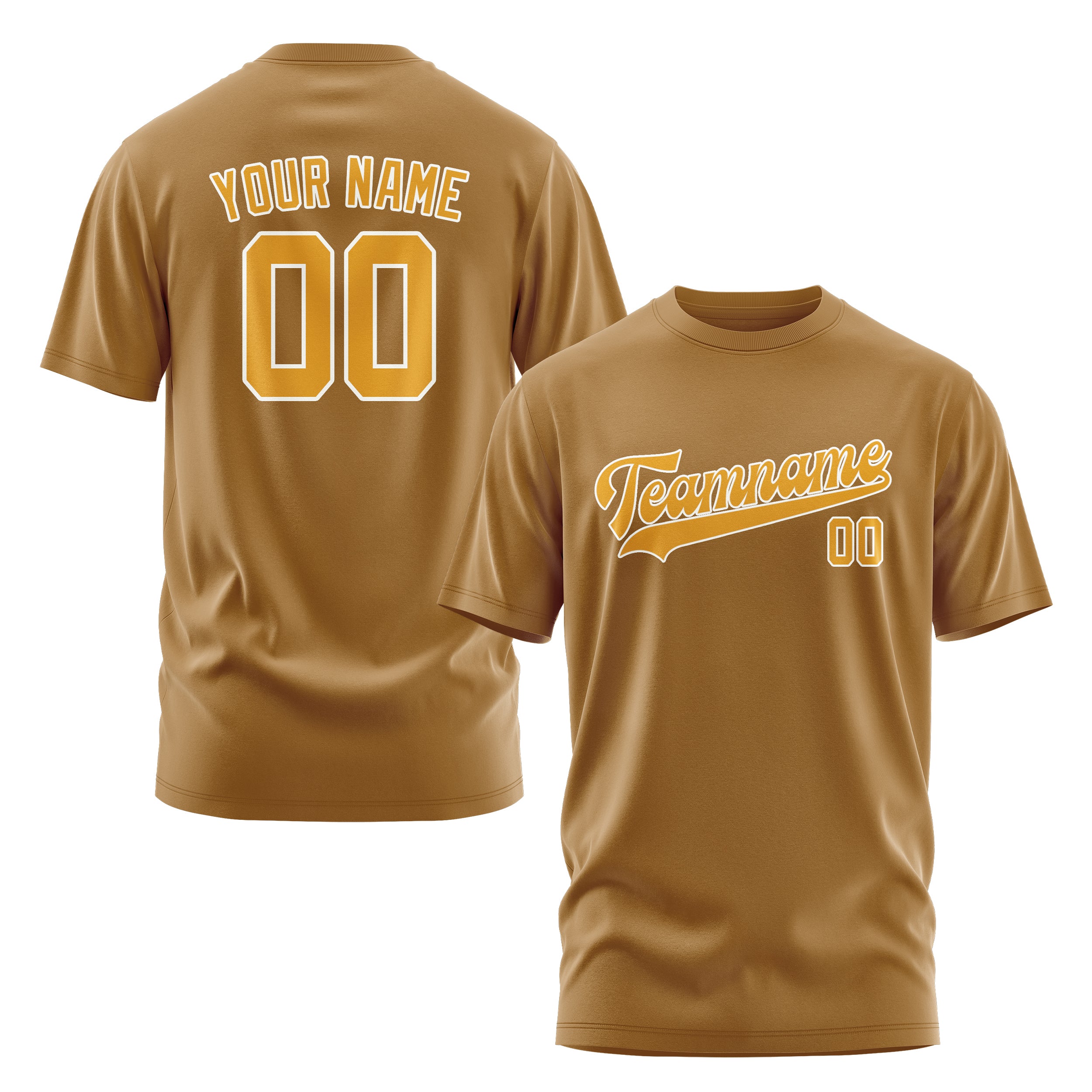 Maßgeschneidertes Khaki Gelb T-Shirt