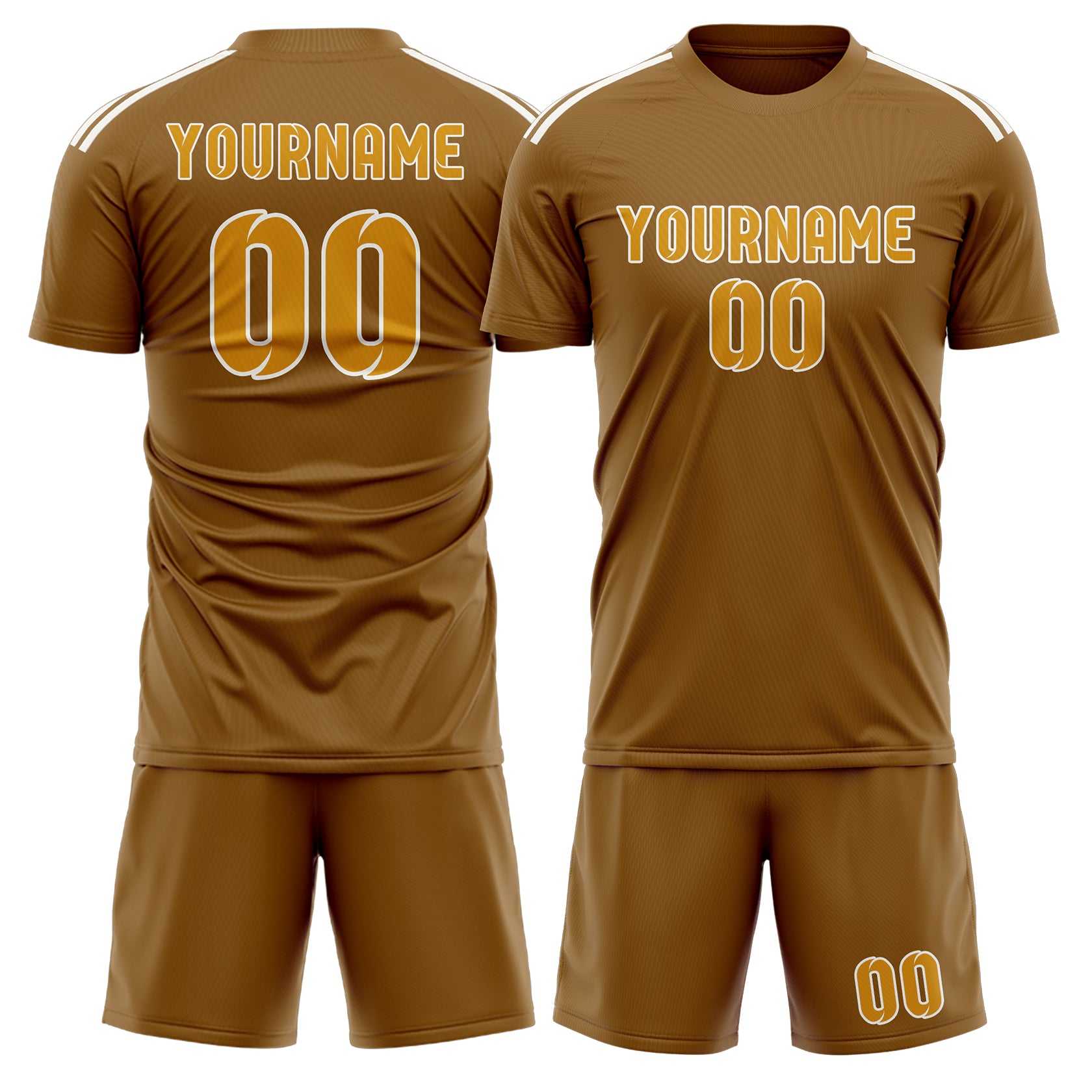 Maßgeschneidertes Professionelles Khaki Gelb Fußballtrikot-Set
