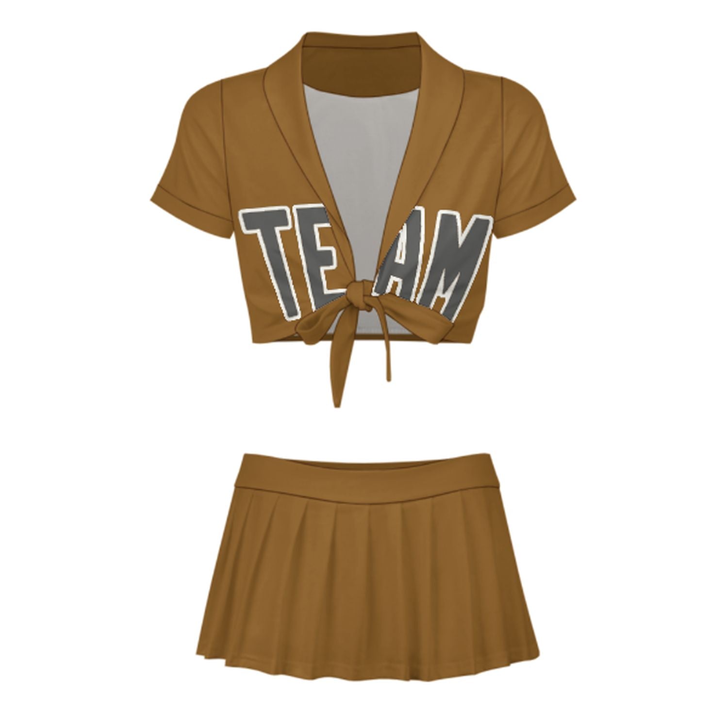 Maßgeschneidertes Khaki Dunkelgrau Cheerleader Outfit Set