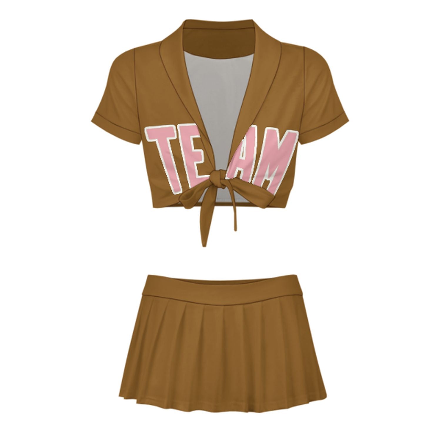 Maßgeschneidertes Khaki Rosa Cheerleader Outfit Set