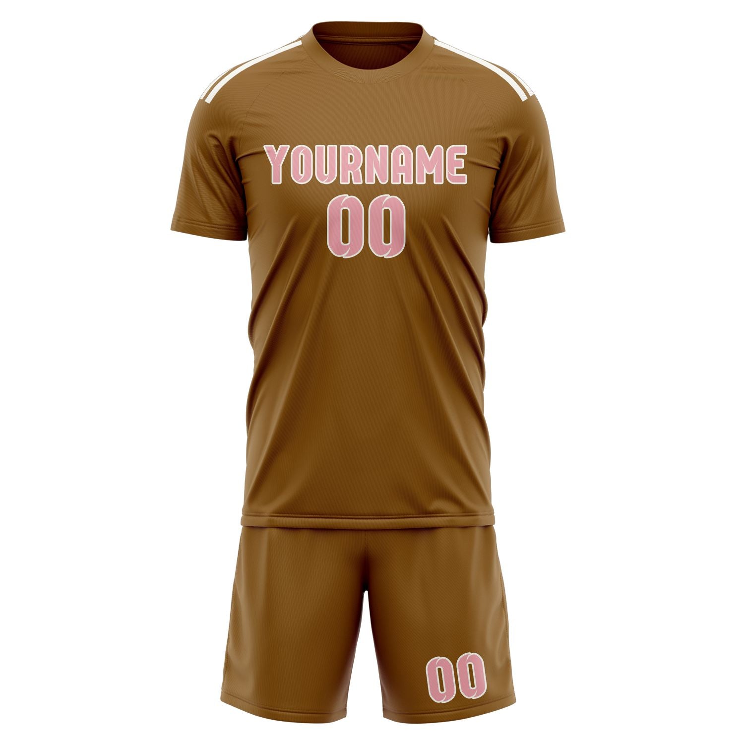 Maßgeschneidertes Professionelles Khaki Rosa Fußballtrikot-Set