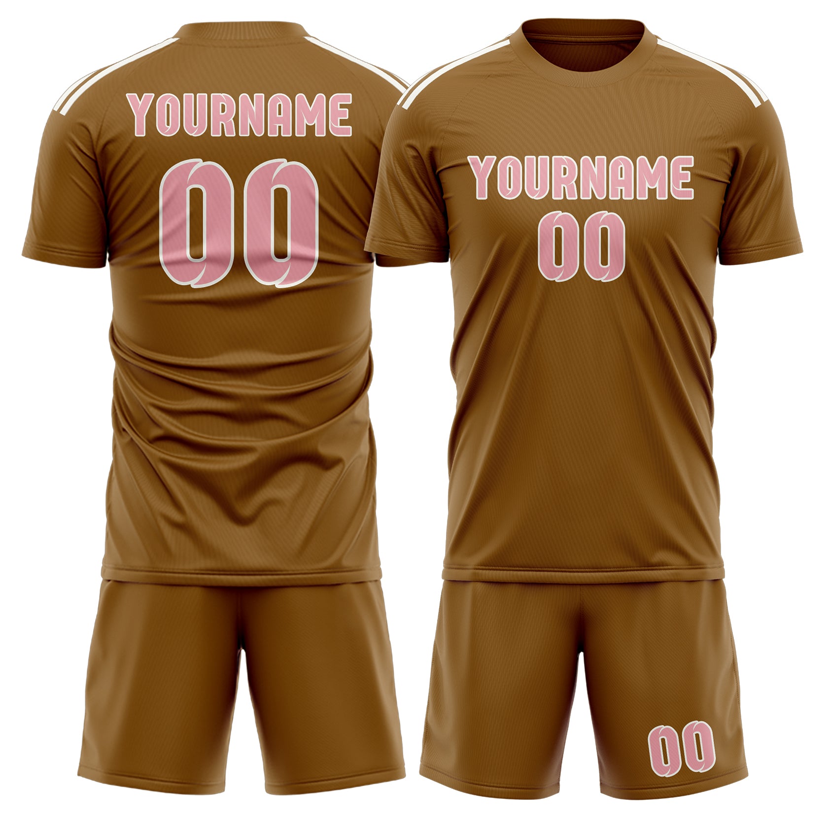 Maßgeschneidertes Professionelles Khaki Rosa Fußballtrikot-Set