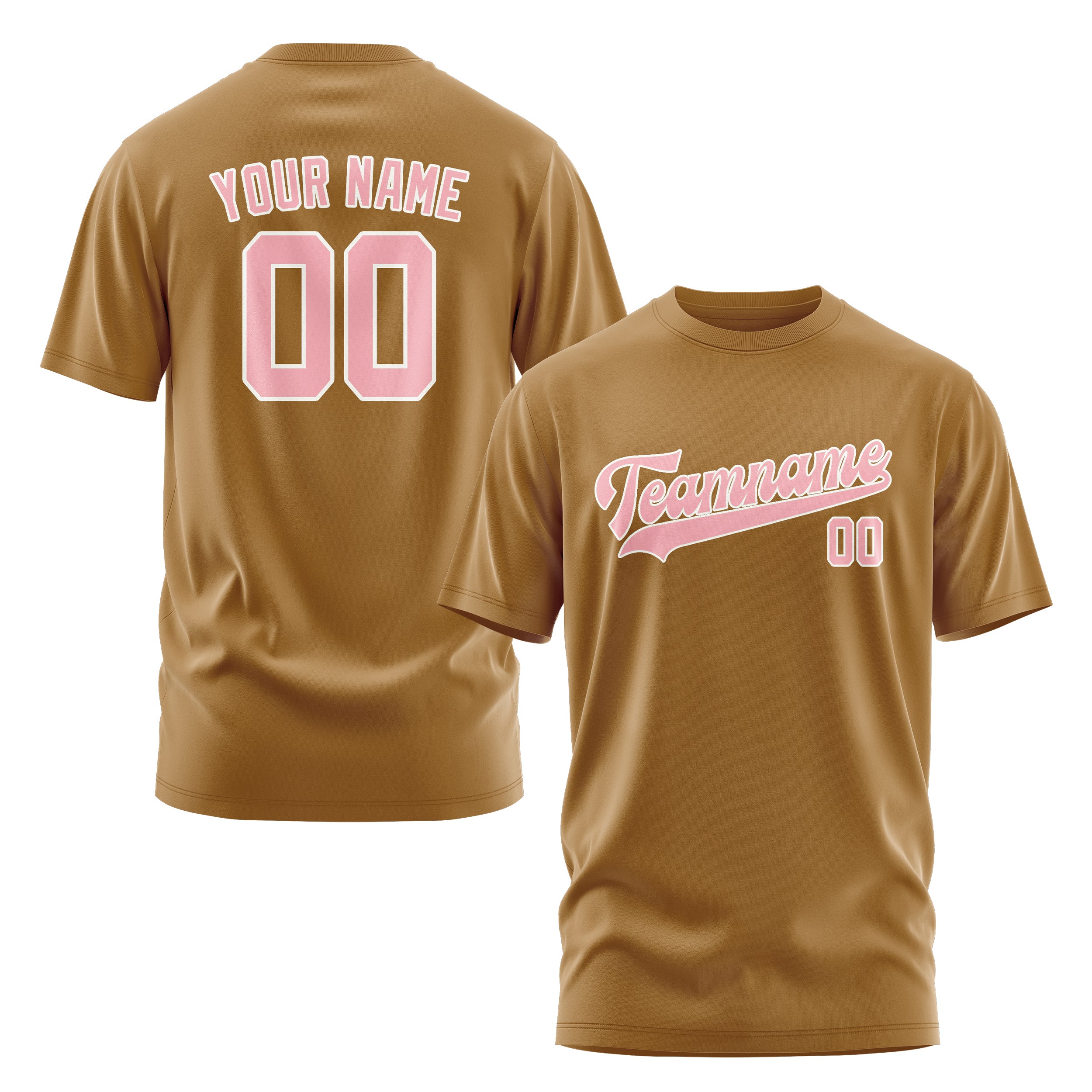 Maßgeschneidertes Khaki Rosa T-Shirt