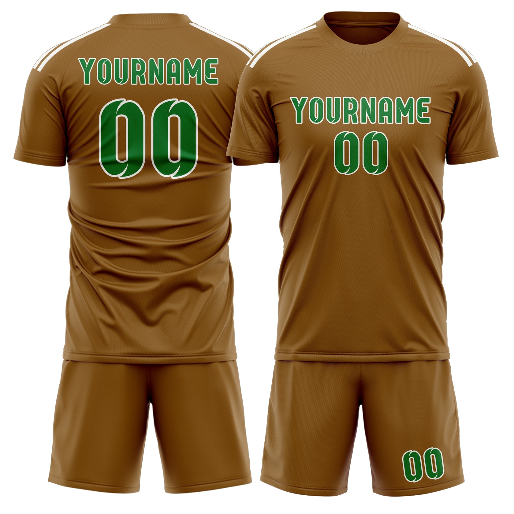 Maßgeschneidertes Professionelles Khaki Smaragdgrün Fußballtrikot-Set