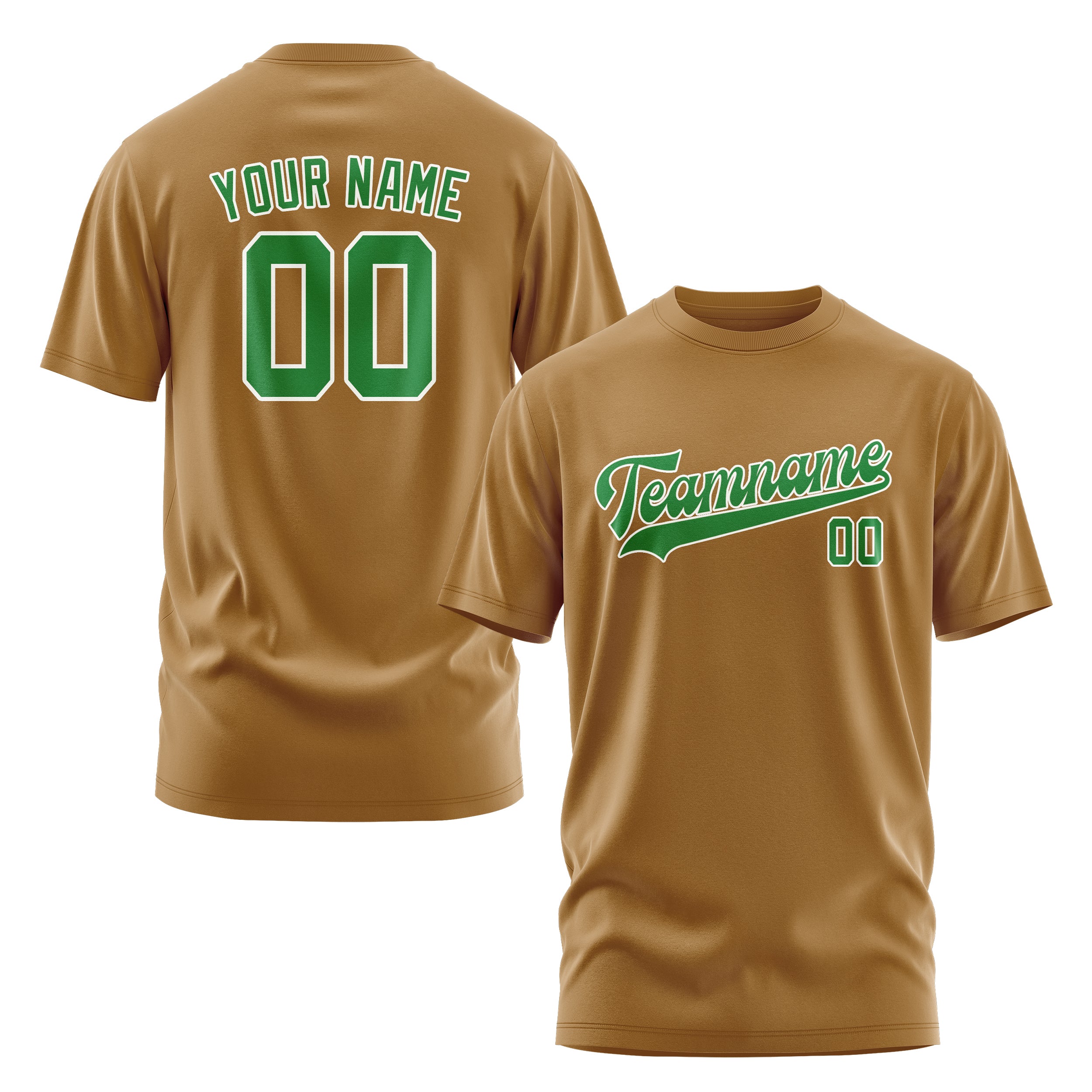 Maßgeschneidertes Khaki Smaragdgrün T-Shirt