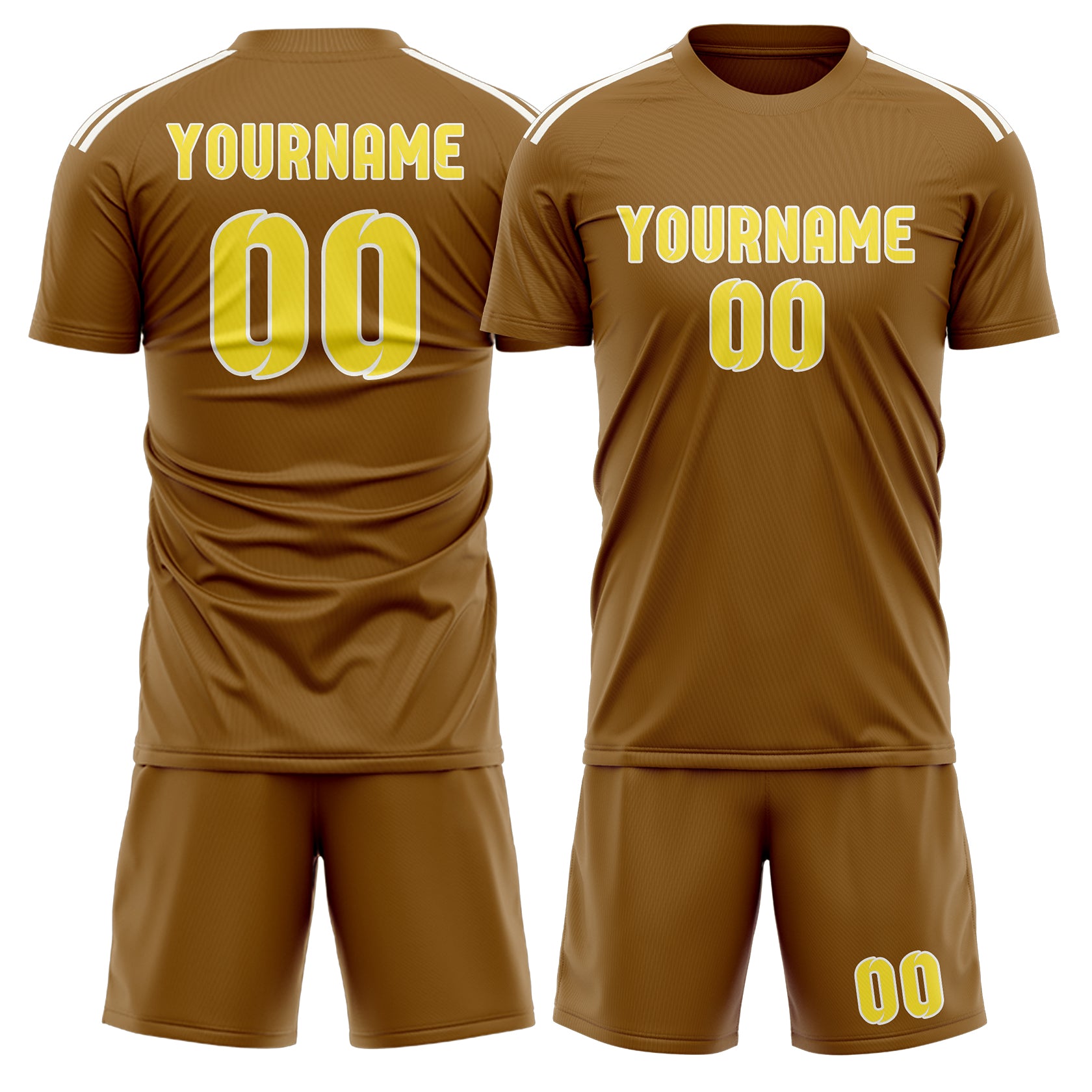 Maßgeschneidertes Professionelles Khaki Blassgelb Fußballtrikot-Set