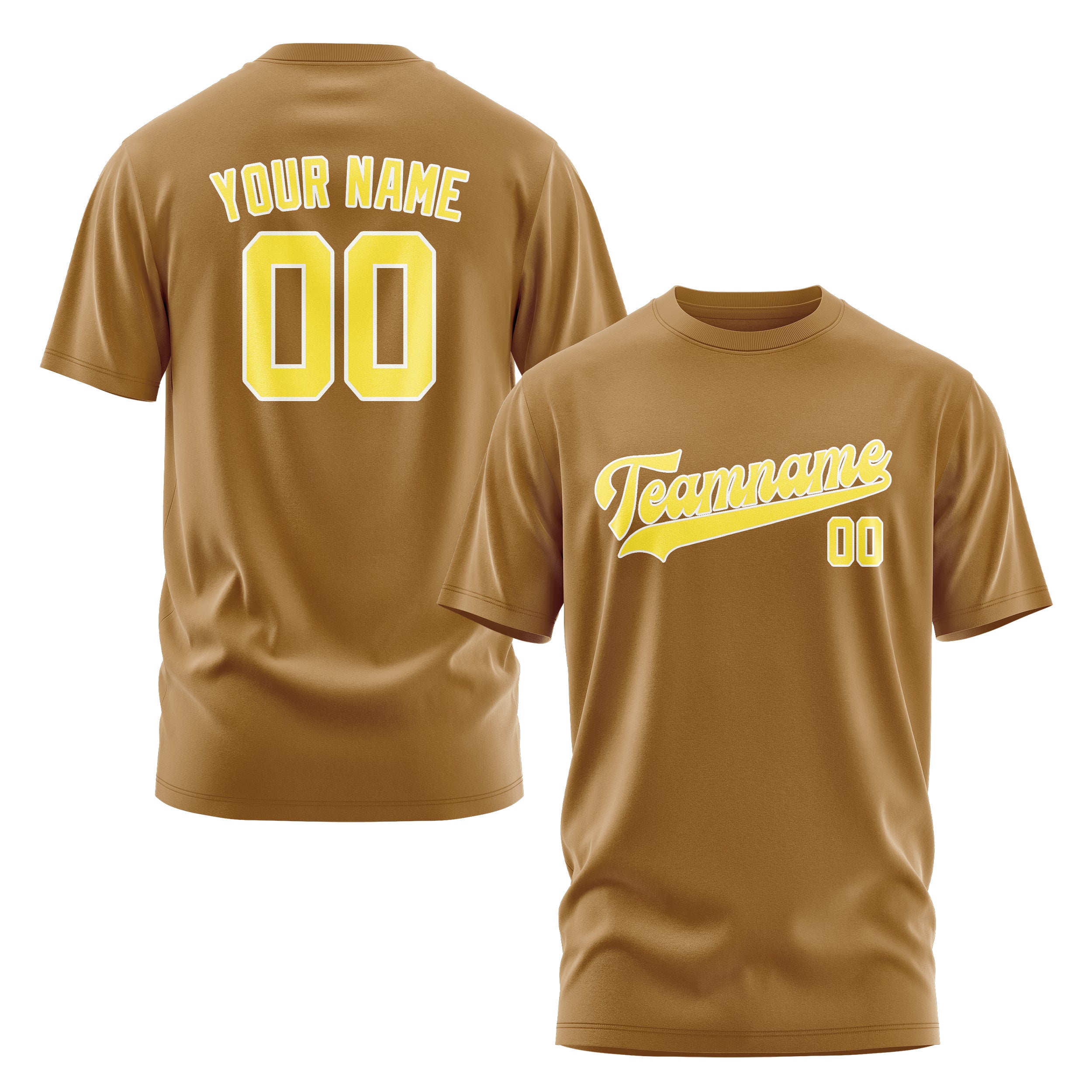 Maßgeschneidertes Khaki Blassgelb T-Shirt