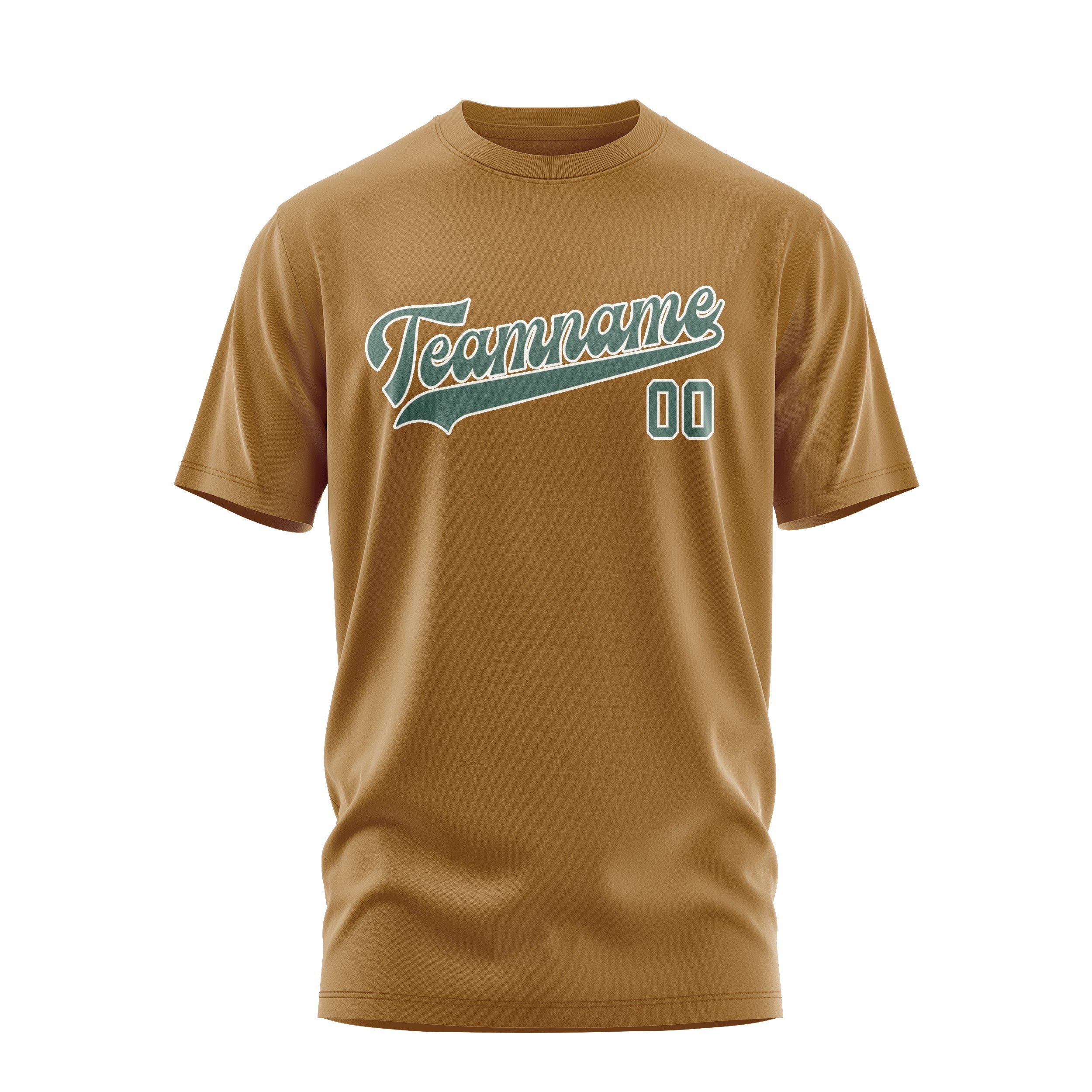Maßgeschneidertes Khaki Blaugrün T-Shirt