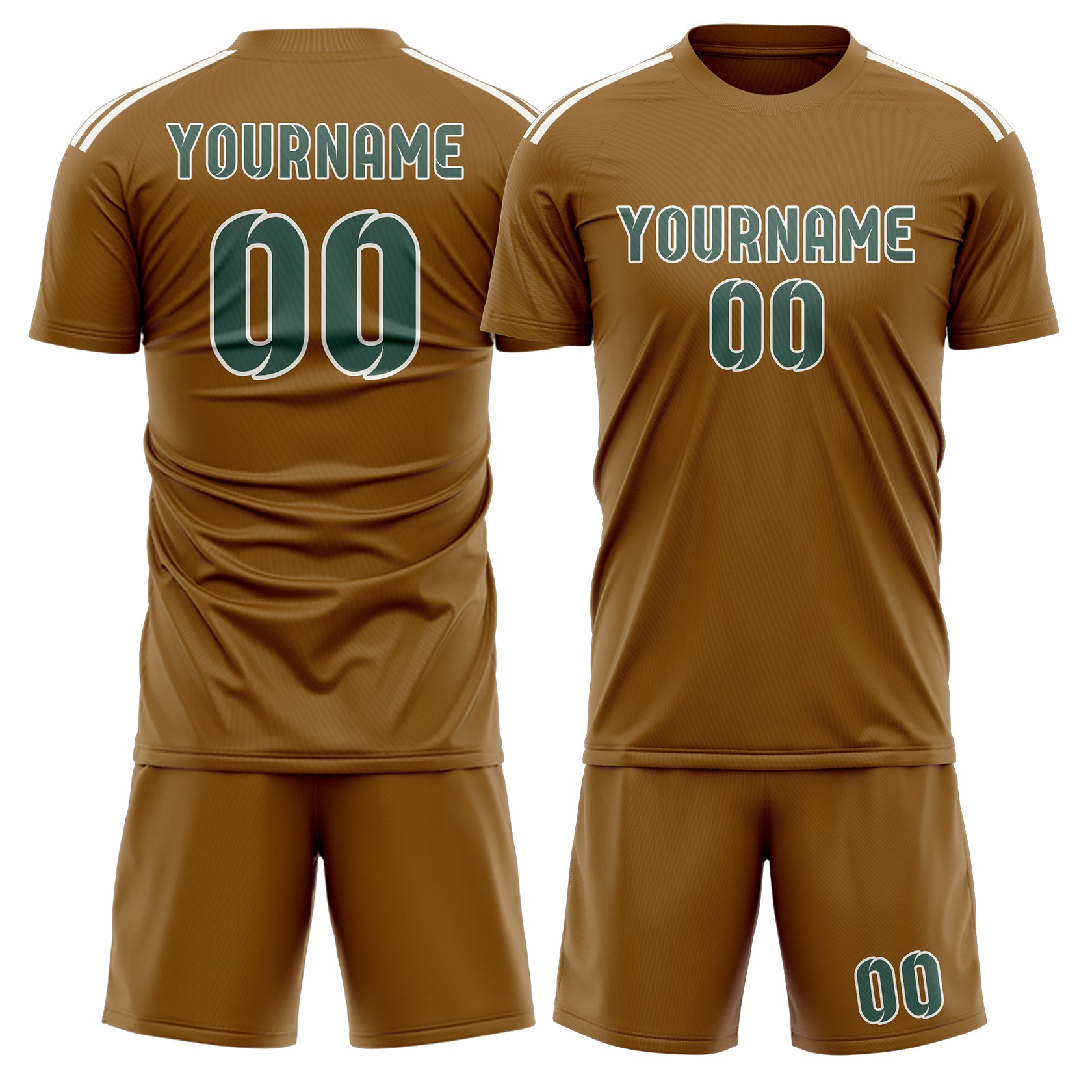 Maßgeschneidertes Professionelles Khaki Blaugrün Fußballtrikot-Set