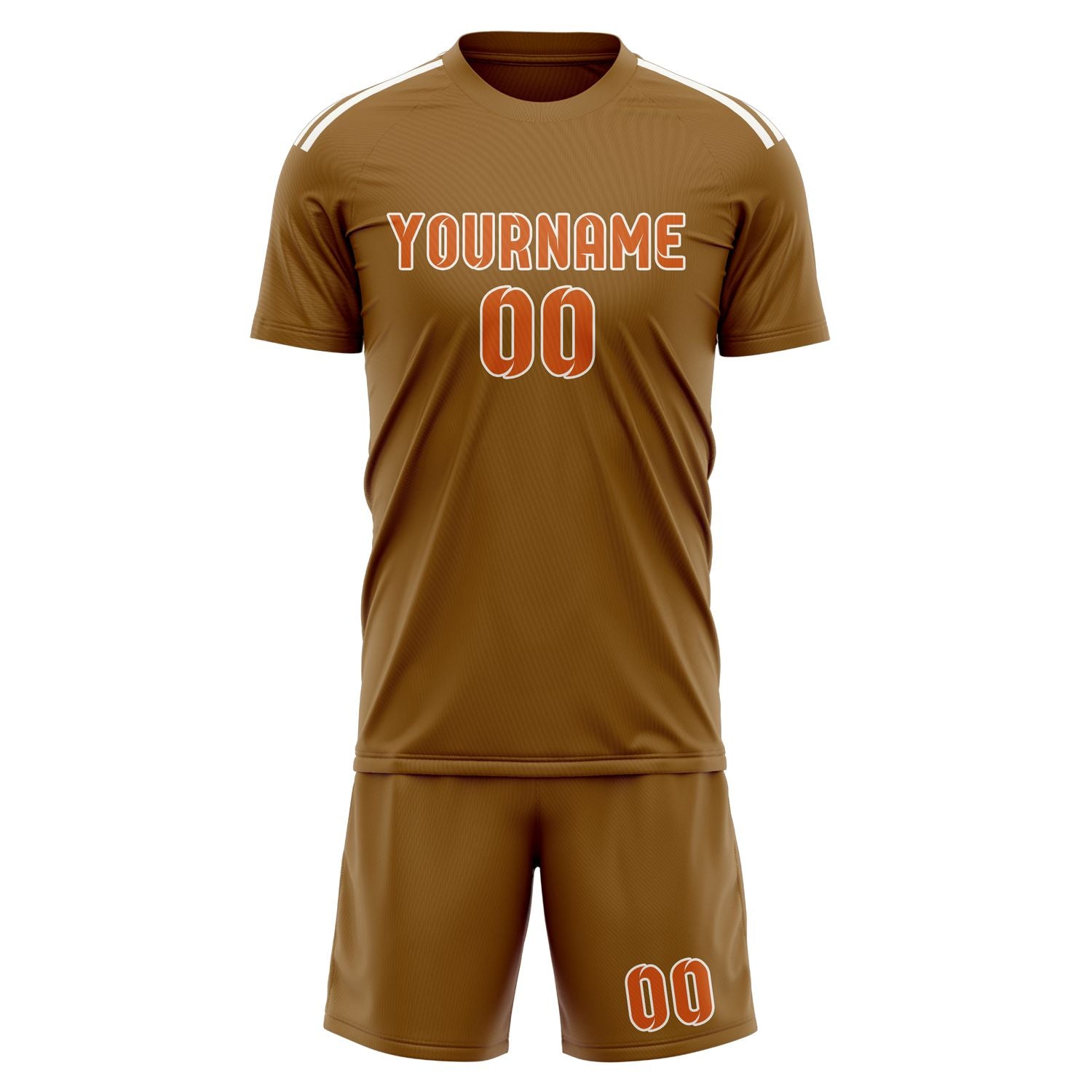 Maßgeschneidertes Professionelles Khaki Orange Fußballtrikot-Set