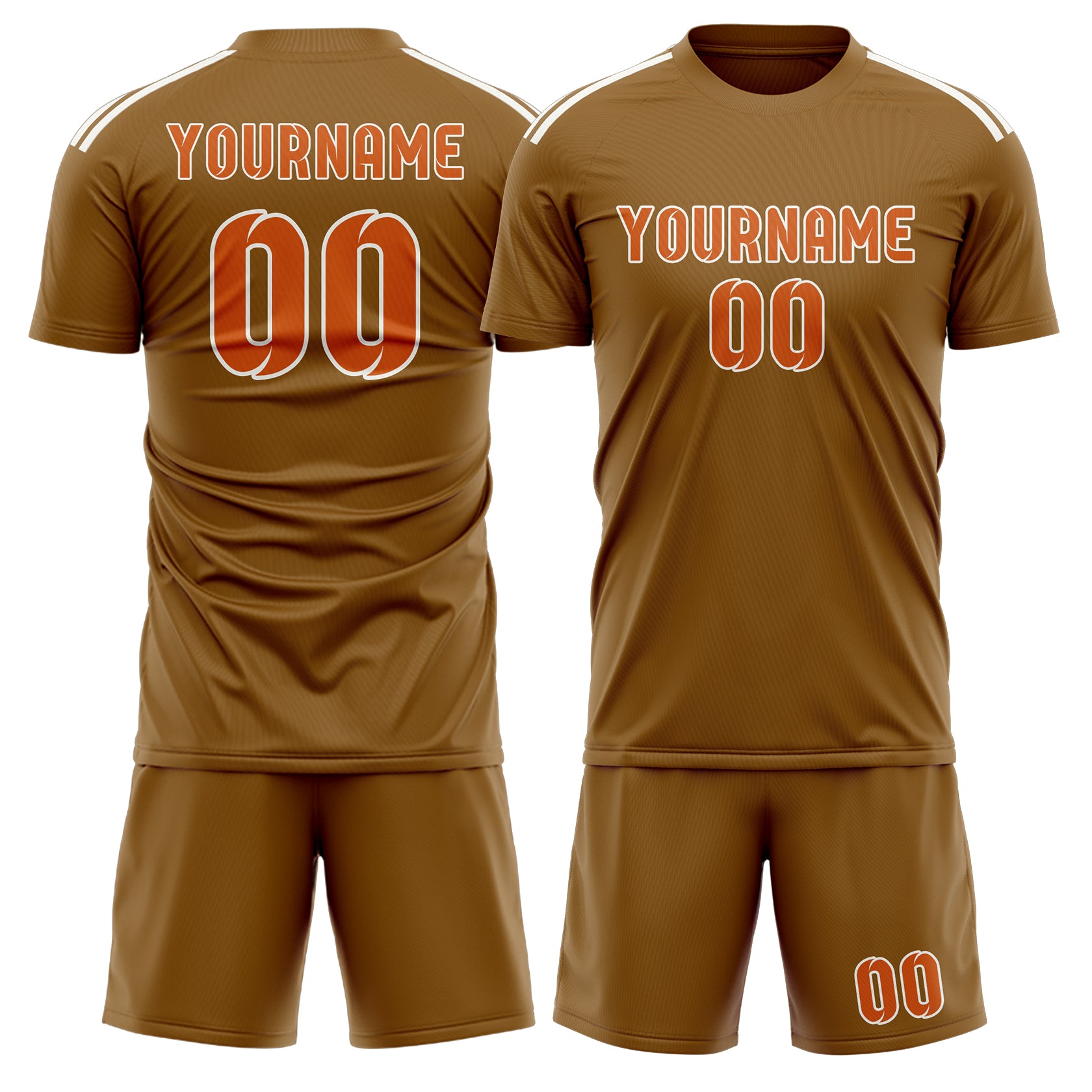 Maßgeschneidertes Professionelles Khaki Orange Fußballtrikot-Set